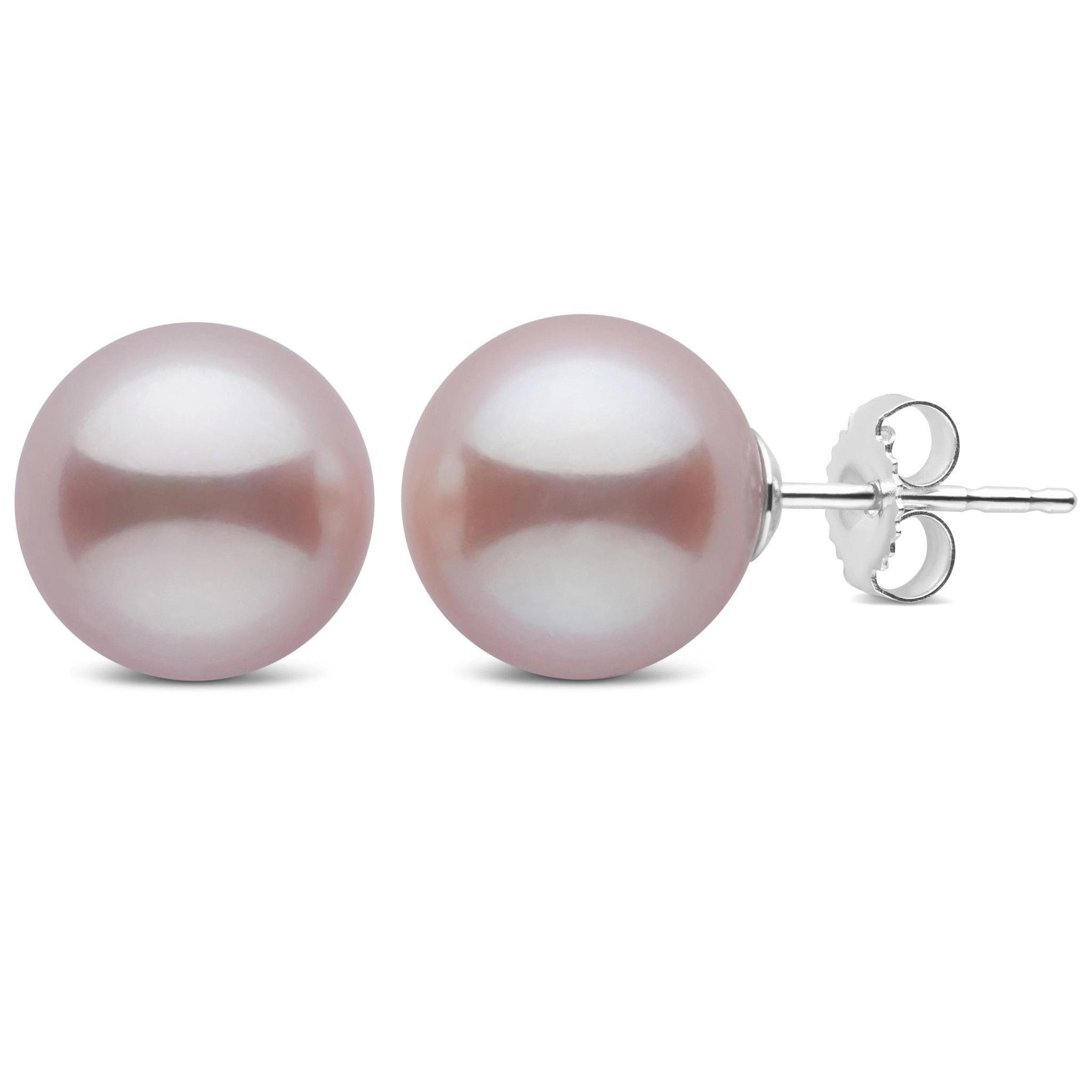 10.0-11.0 mm Lavender Freshadama Freshwater Pearl Stud Earrings white gold