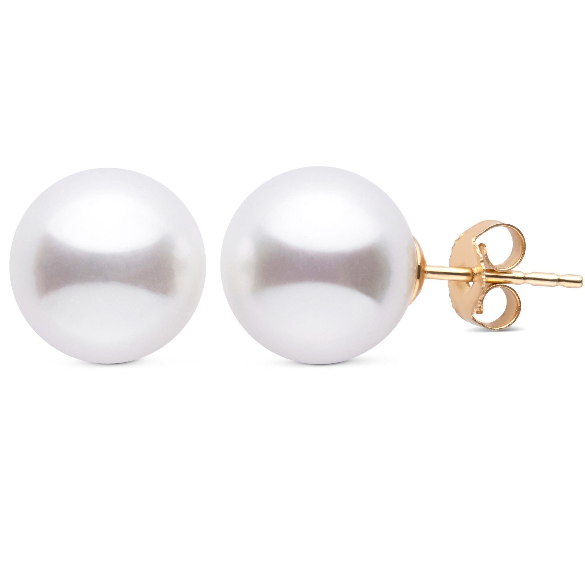 10.0-11.0 mm AAA White South Sea Pearl Stud Earrings yg
