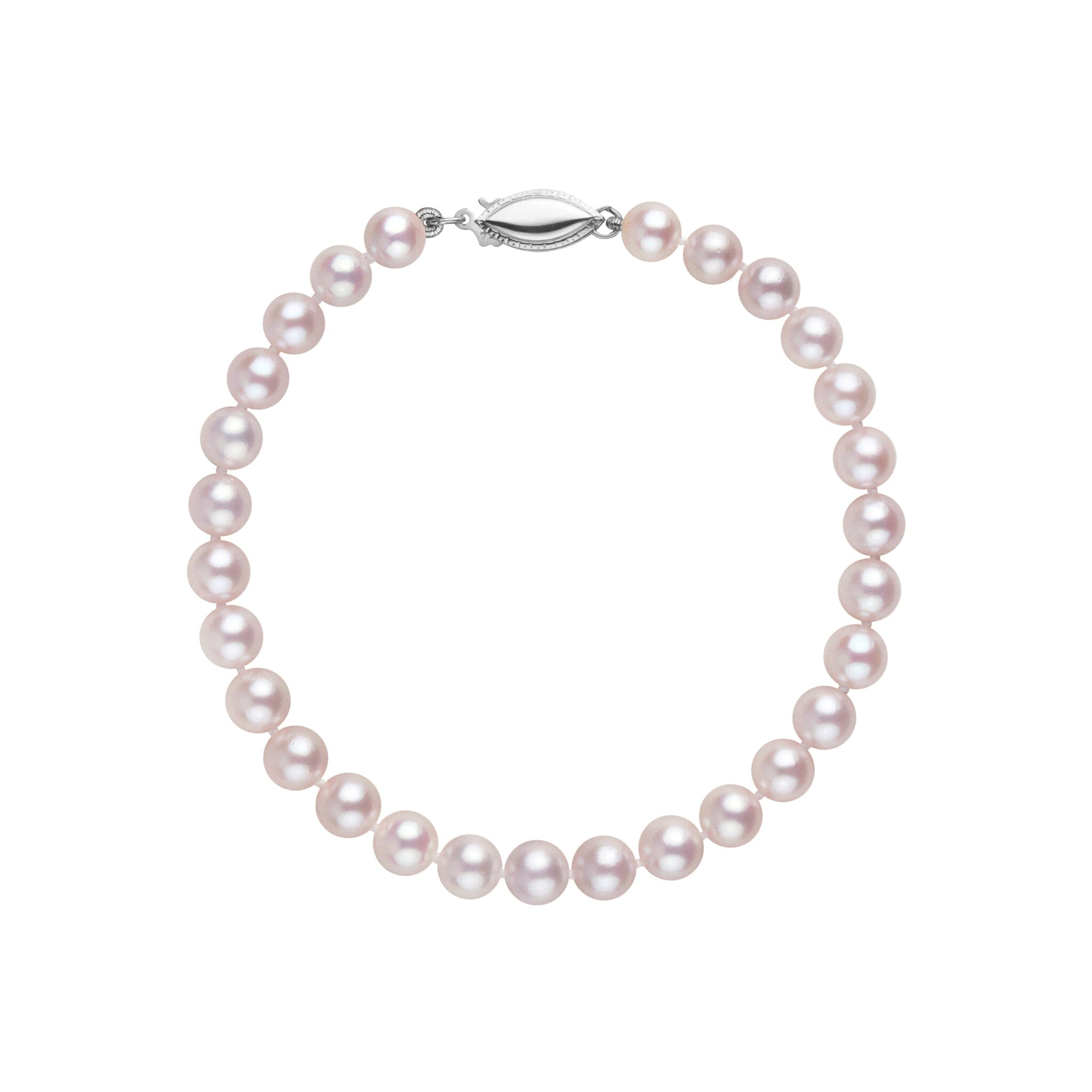 5.5-6.0 mm AA+ White Akoya Pearl Bracelet White Gold