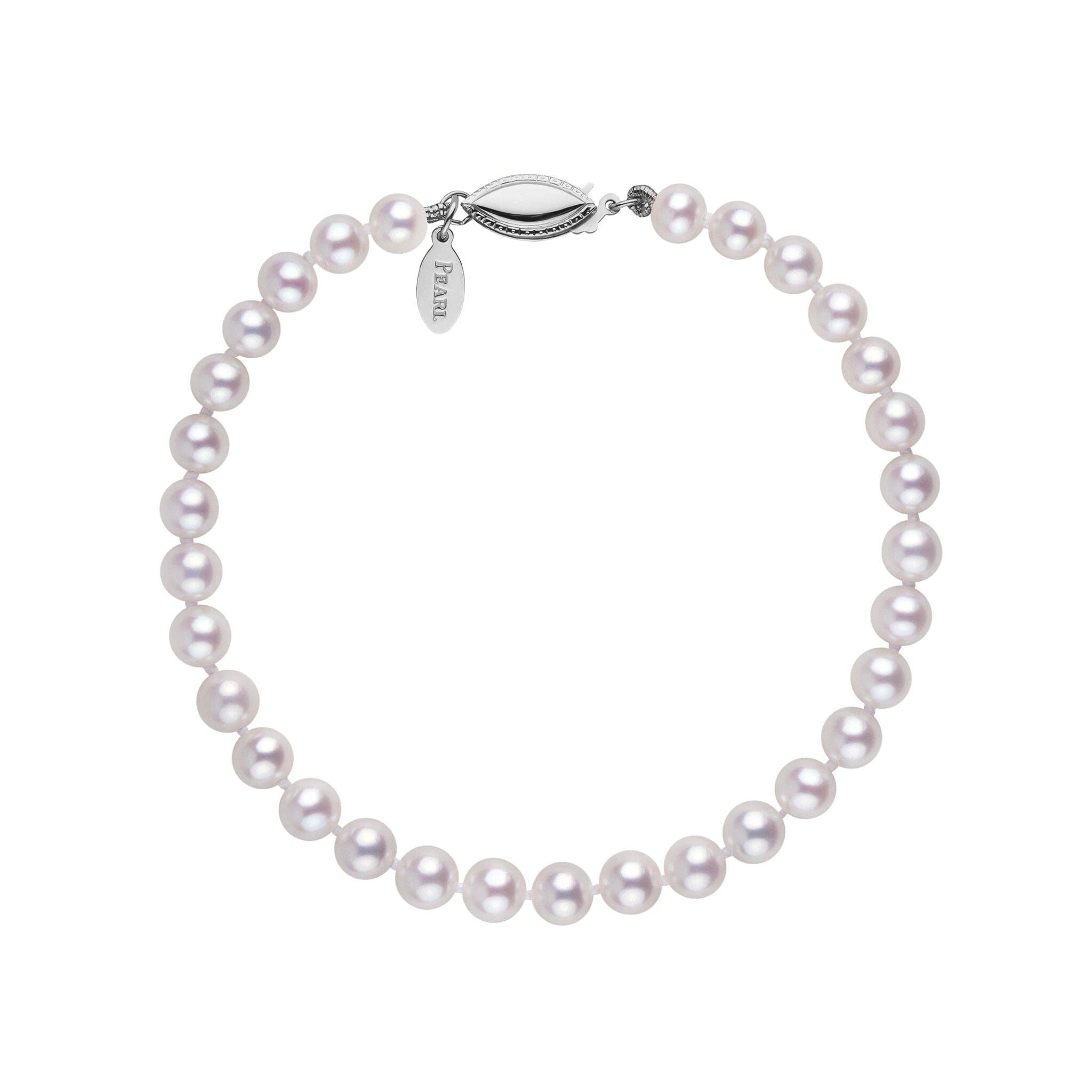 5.5-6.0 mm White Freshadama Freshwater Pearl Bracelet White Gold
