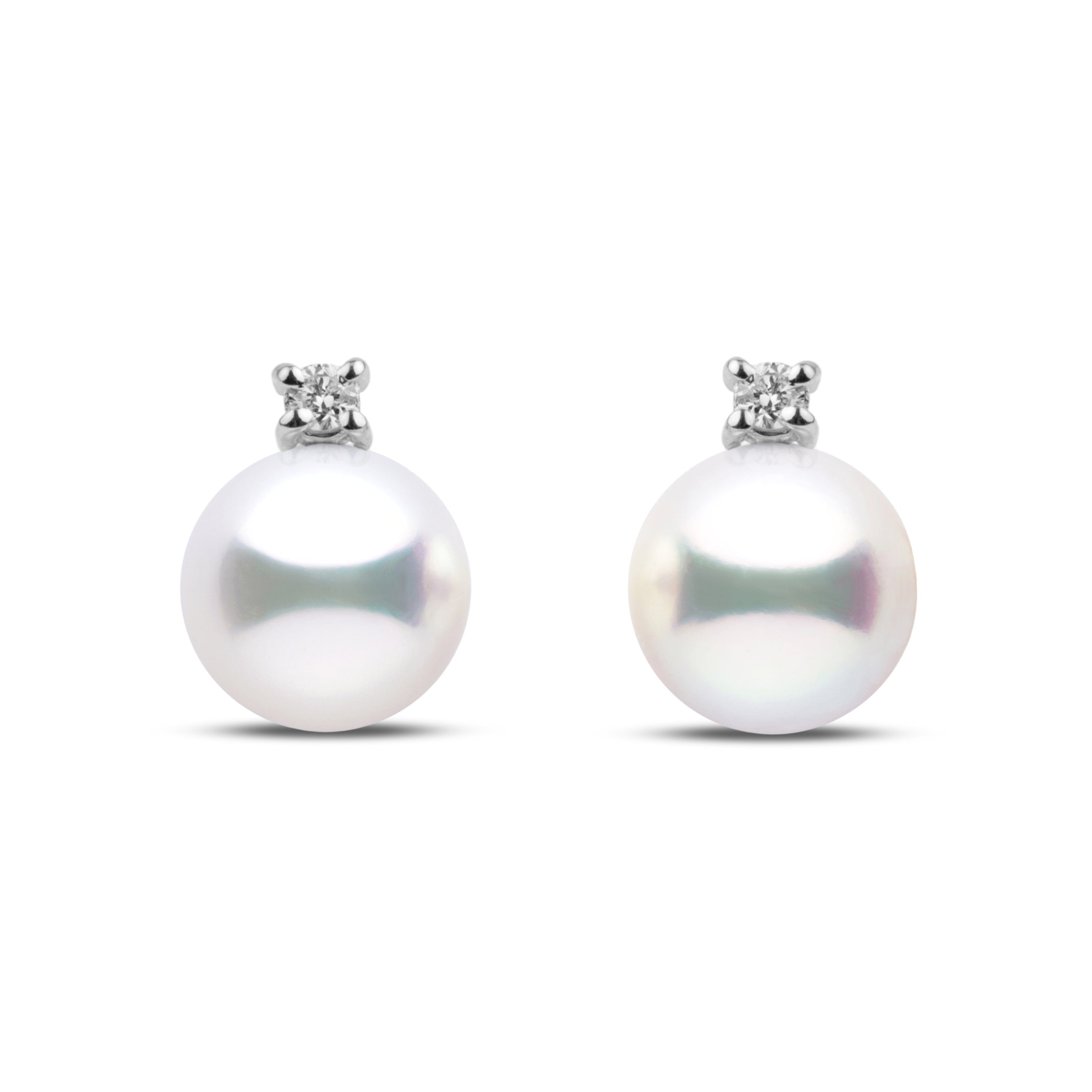 Starlight Collection 7.0-7.5 mm White Akoya Pearl & Diamond Stud Earrings