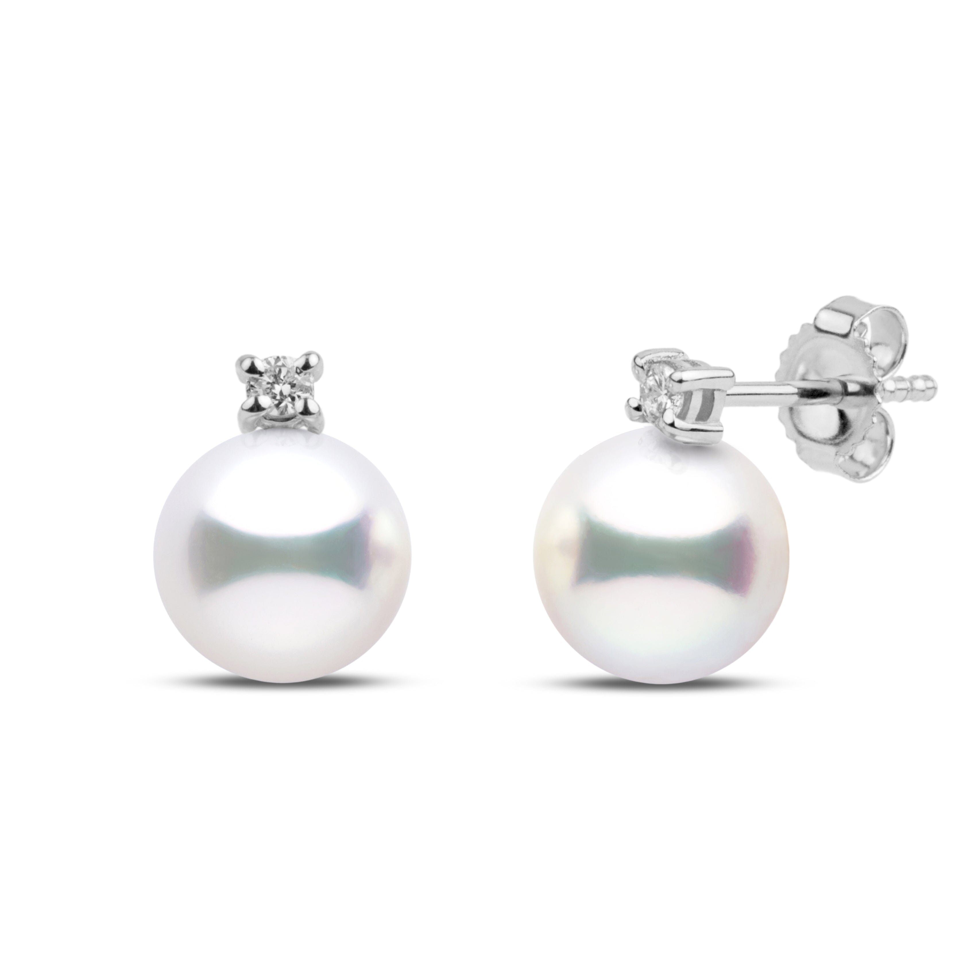 Starlight Collection 7.0-7.5 mm White Akoya Pearl & Diamond Stud Earrings