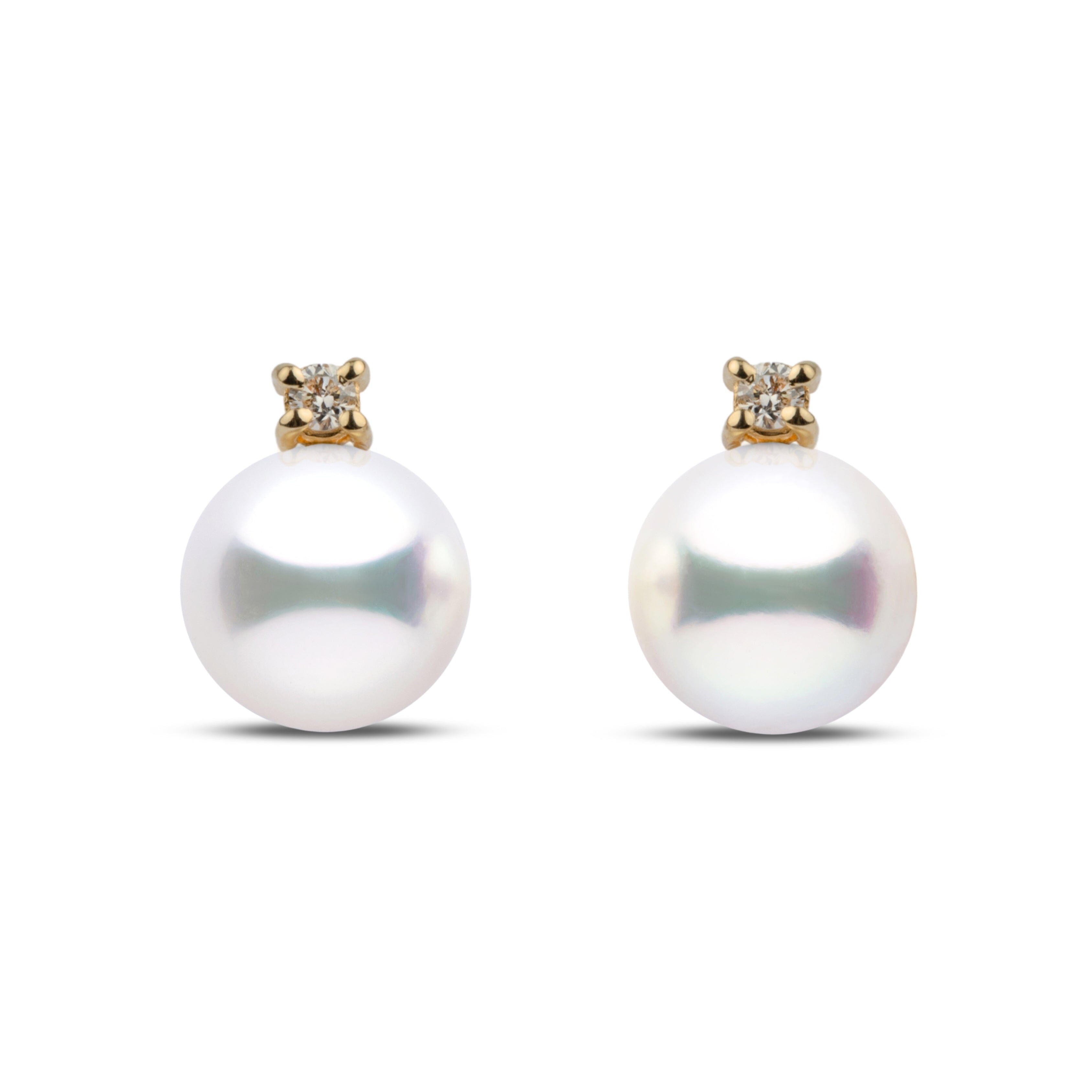 Starlight Collection 7.0-7.5 mm White Akoya Pearl & Diamond Stud Earrings