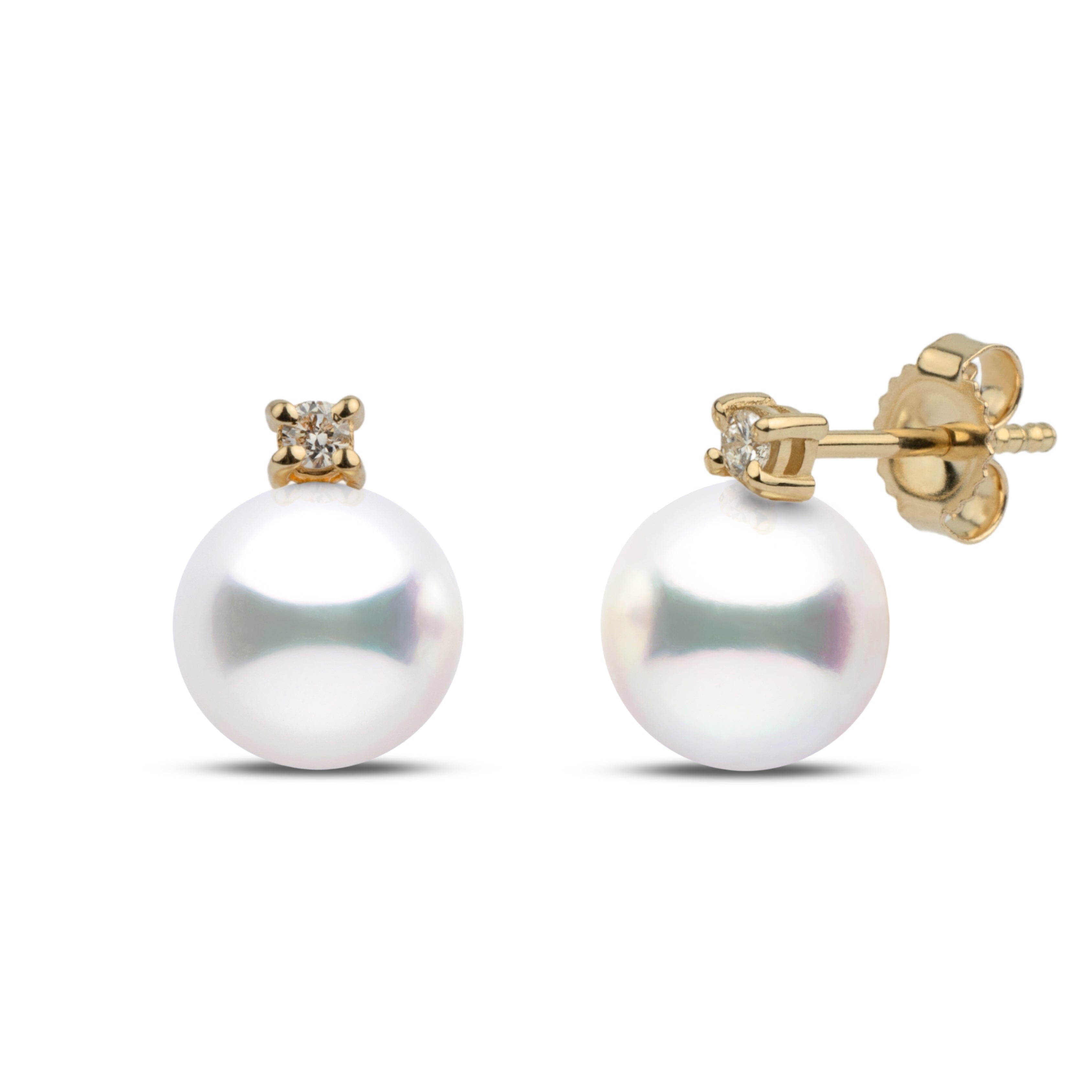 Starlight Collection 7.0-7.5 mm White Akoya Pearl & Diamond Stud Earrings