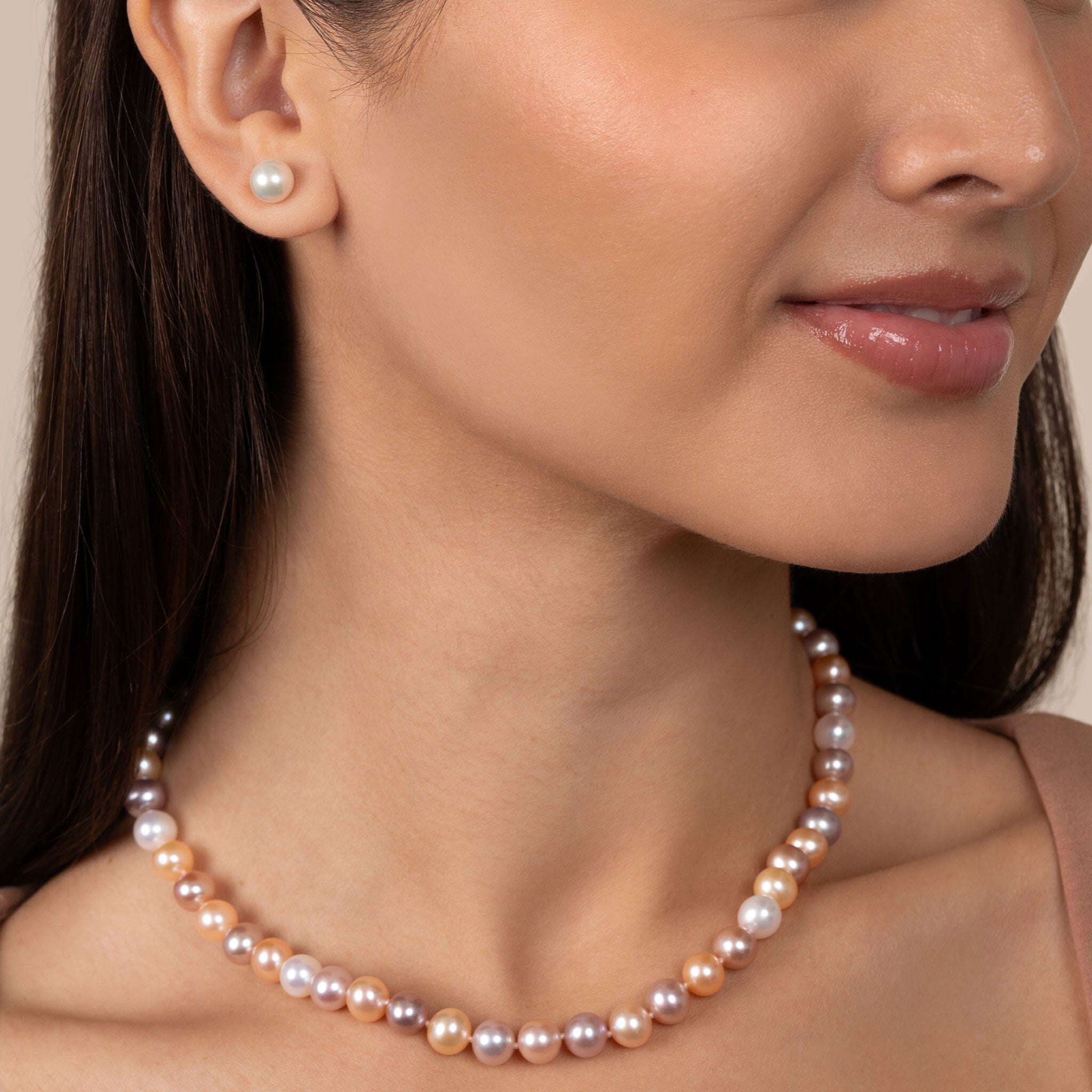 7.5-8.0 mm AA+ Multicolor Freshwater Pearl Necklace 16