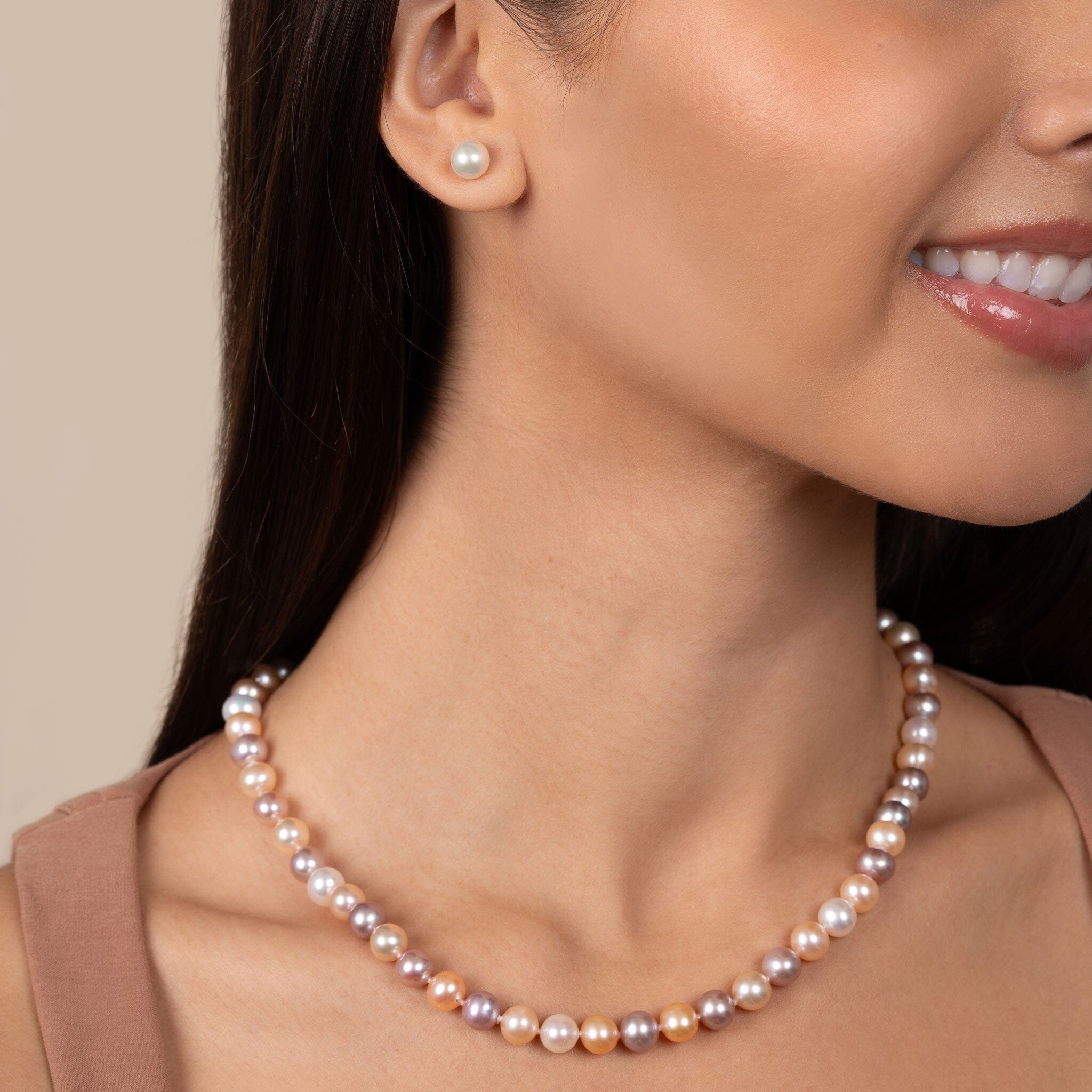 7.5-8.0 mm AA+ Multicolor Freshwater Pearl Necklace 18
