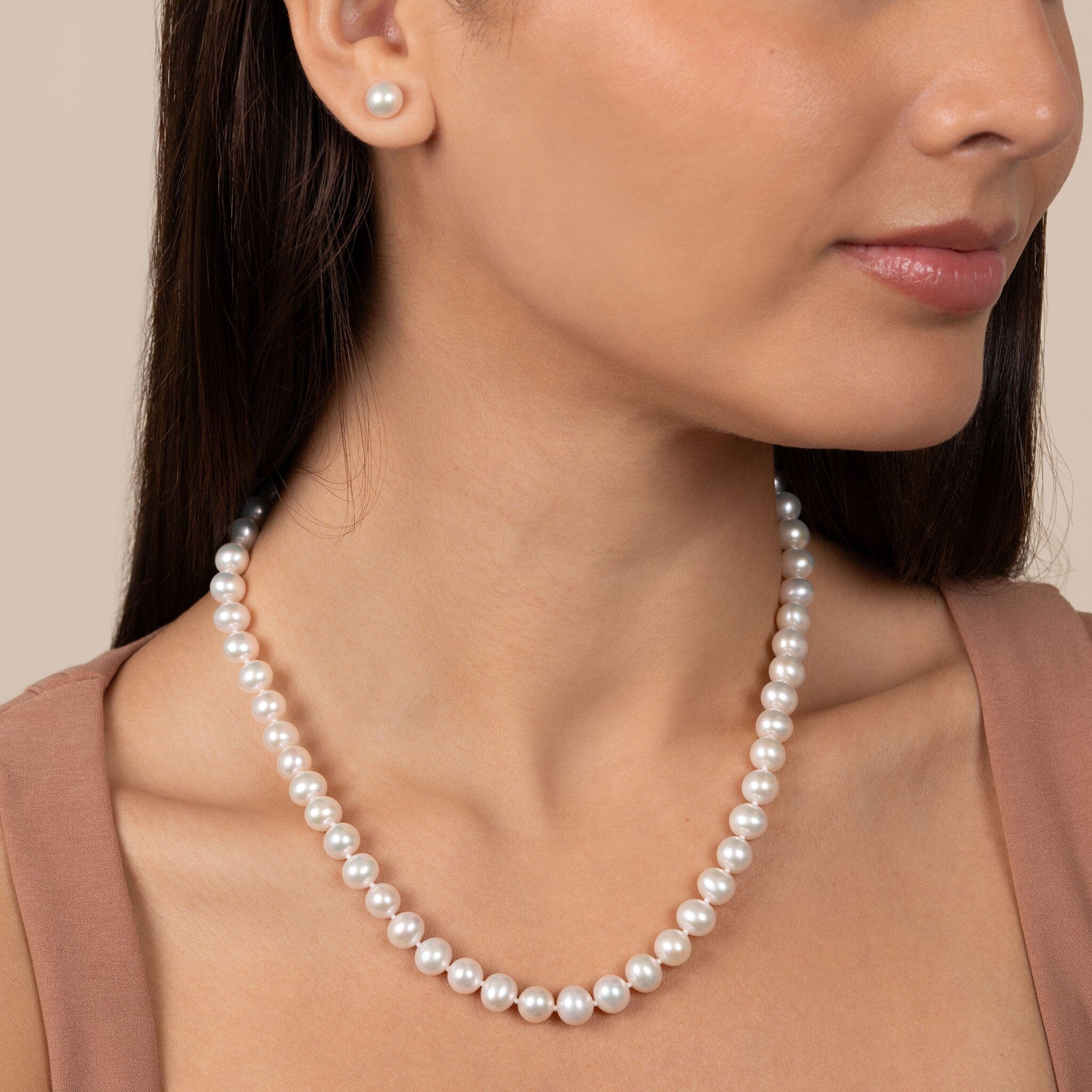 7.5-8.0 mm AA+ White Freshwater Pearl Necklace 18 inch