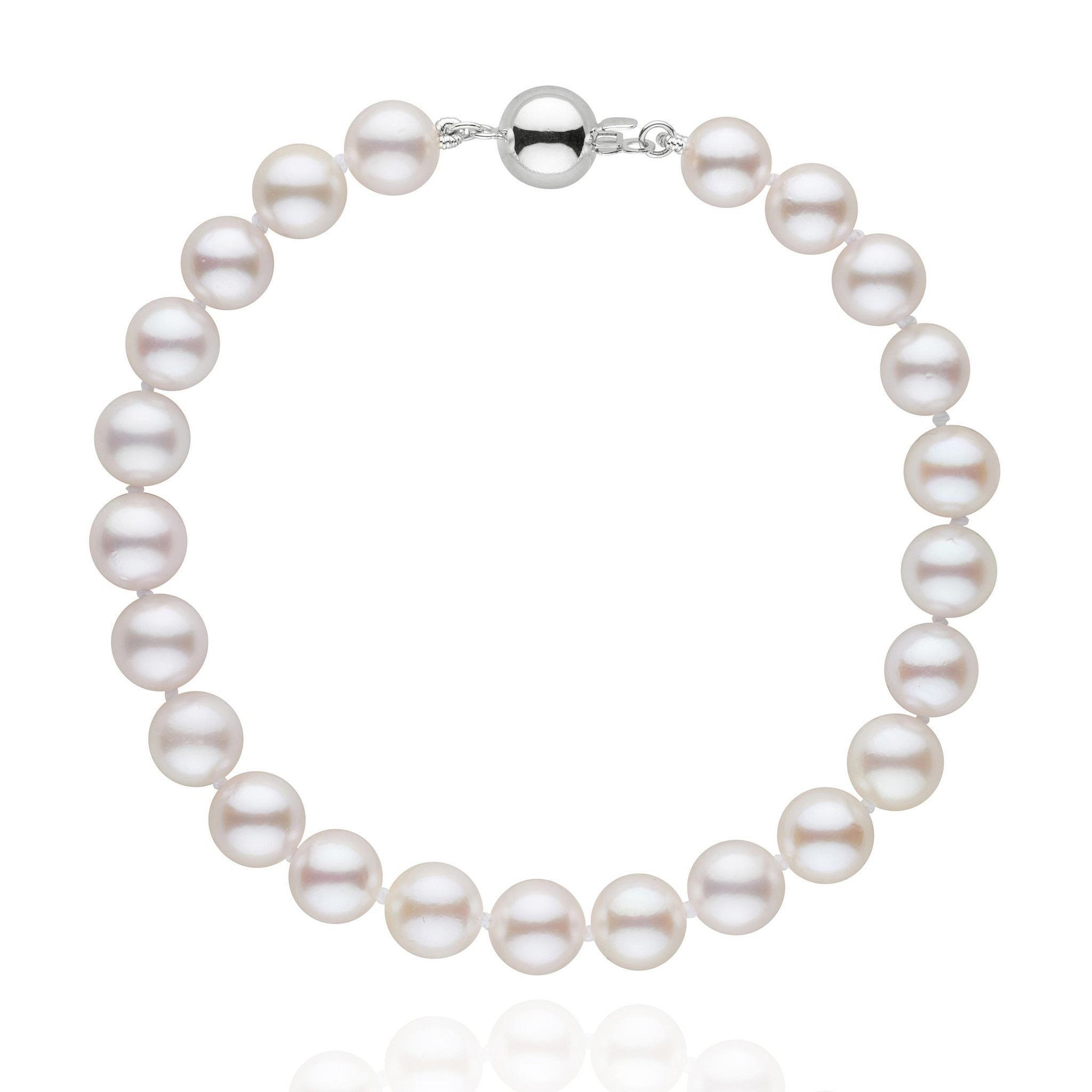 7.0-7.5 mm White Akoya AA+ Pearl Bracelet White gold