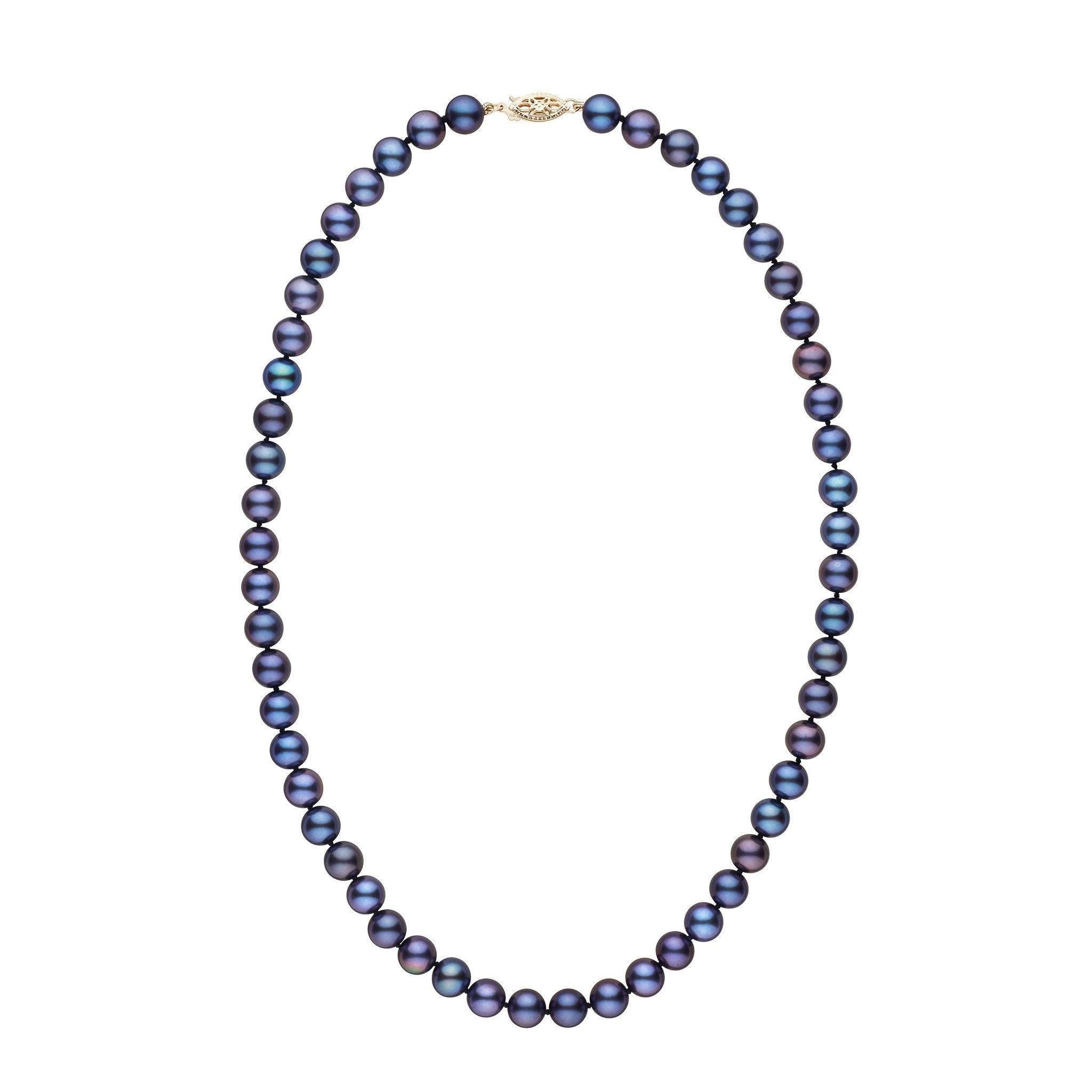 7.5-8.0 mm AA+ Black Freshwater Pearl Necklace yg