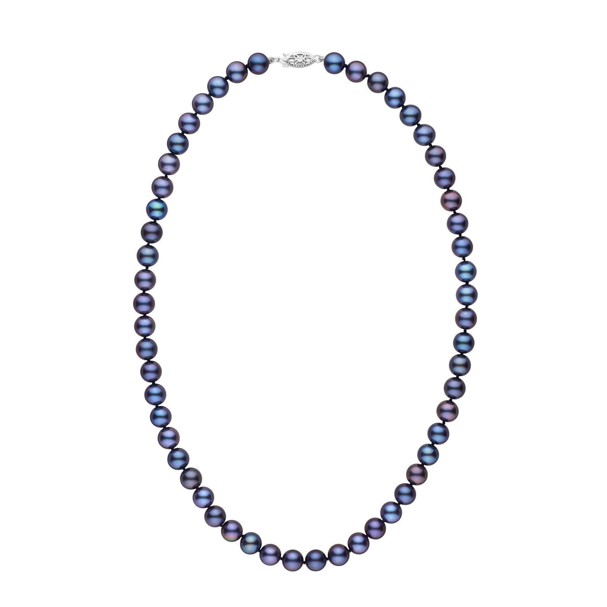 7.5-8.0 mm AA+ Black Freshwater Pearl Necklace wg