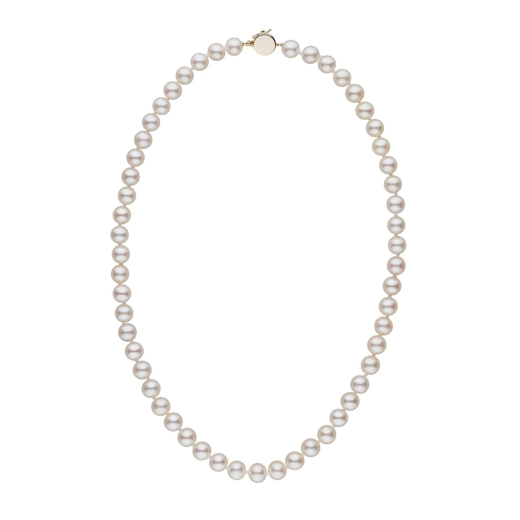 Personalized 18 Inch 7.5-8.0 mm AAA White Freshwater Pearl Circle Clasp Necklace