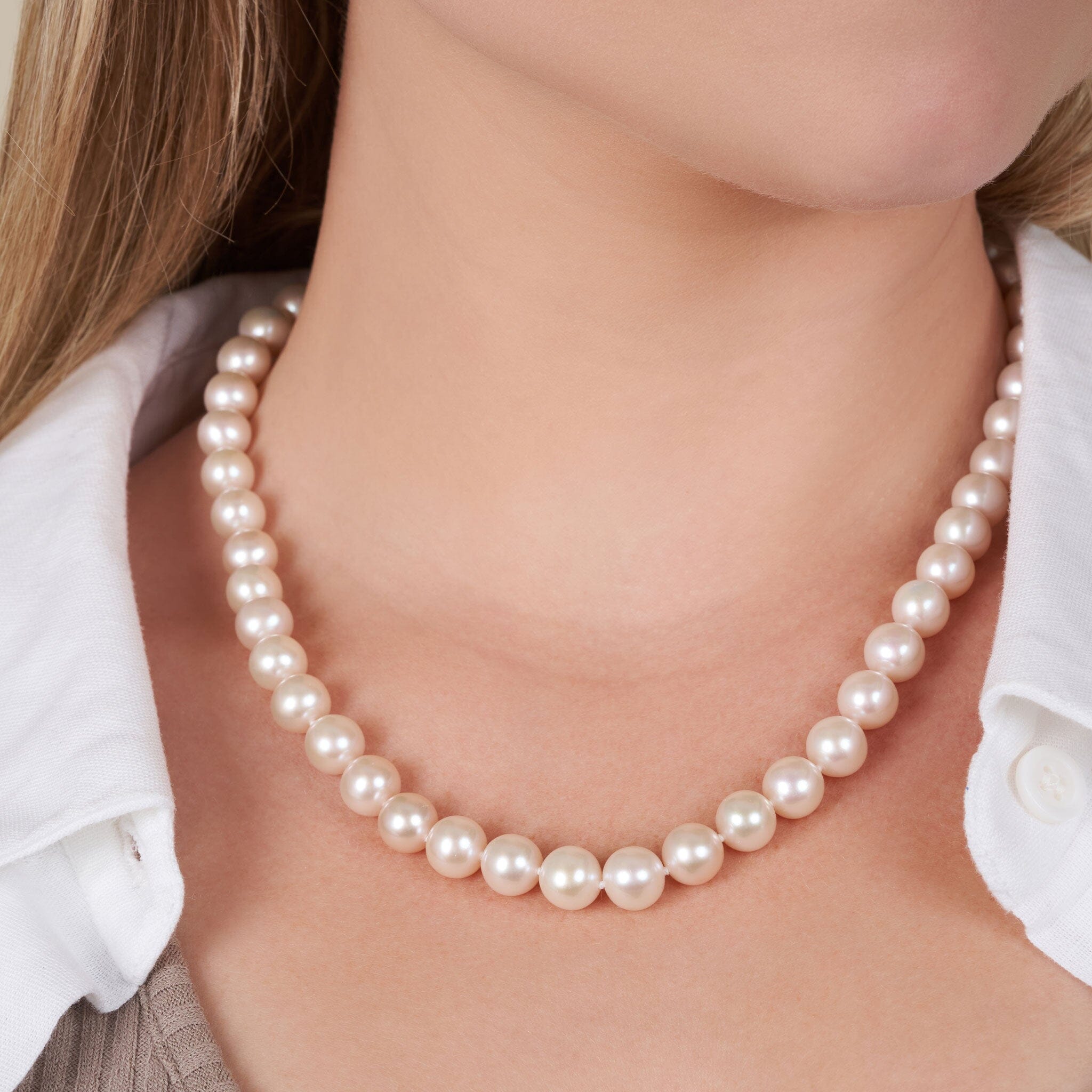 8.5-9.0 mm AAA White Freshwater Pearl Necklace 18 inch