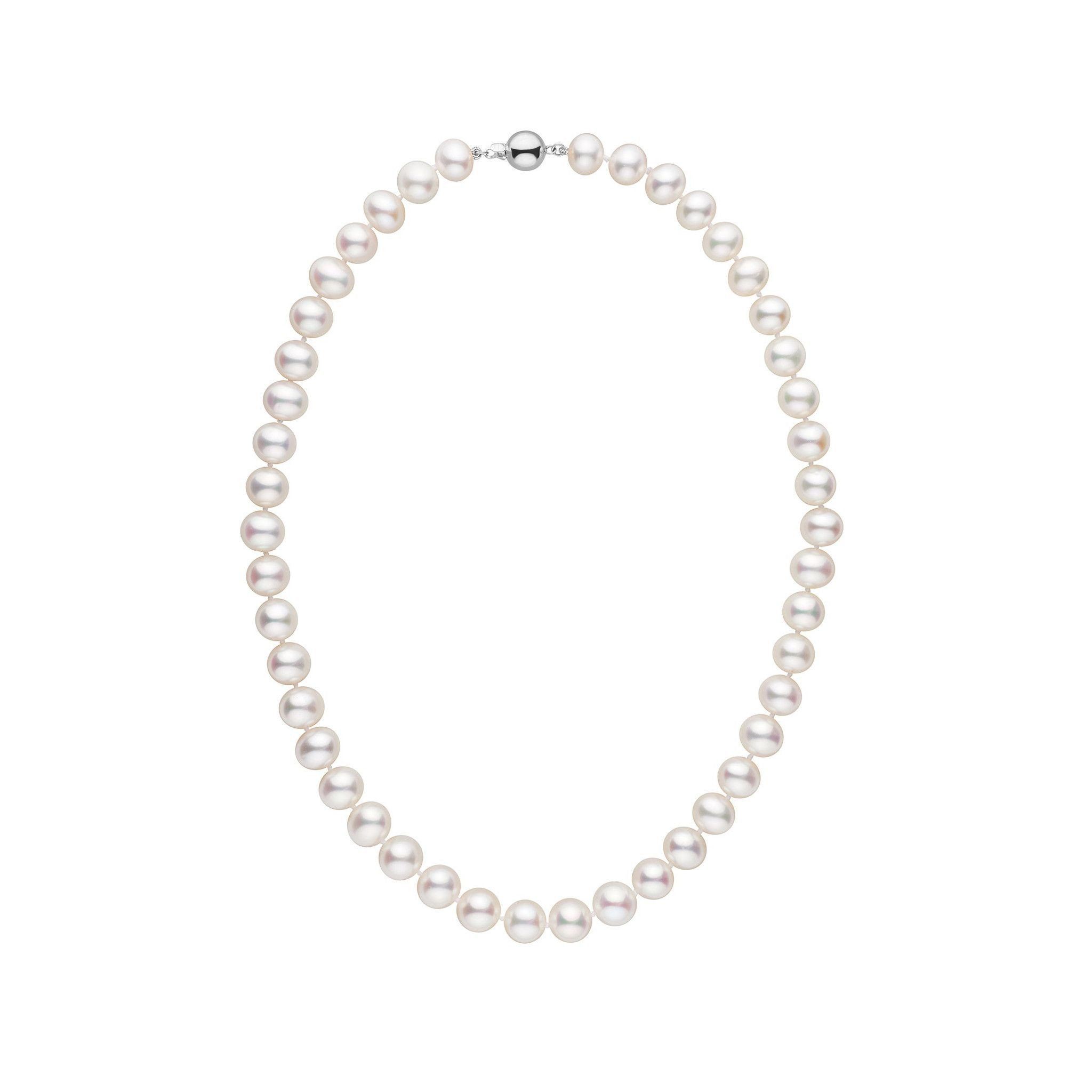 8.5-9.0 mm White Freshwater Pearl Necklace white gold