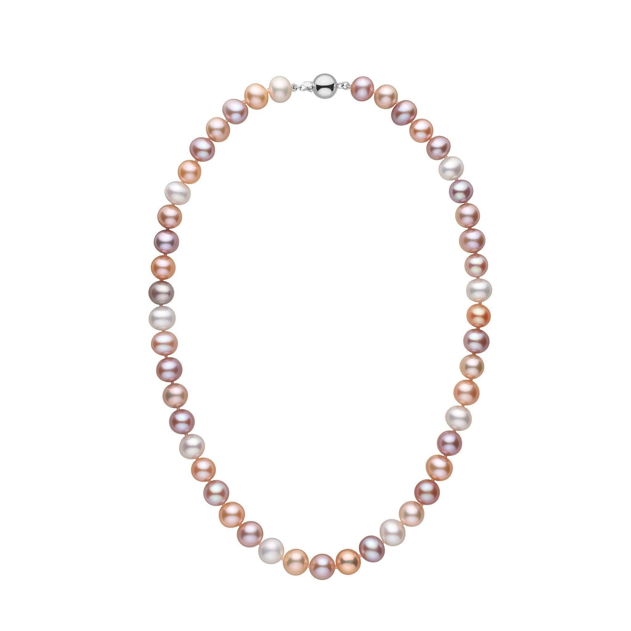 8.5-9.0 mm AA+ Multicolor Freshwater Pearl Necklace white gold