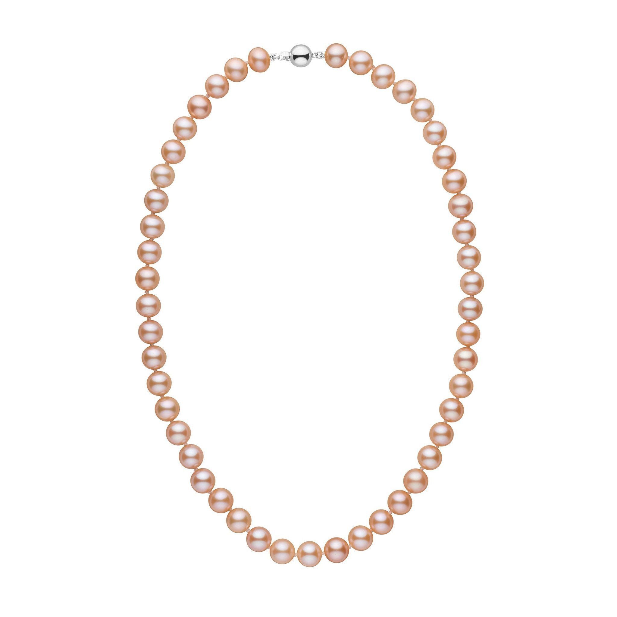 8.5-9.0 mm AA+ Pink to Peach Freshwater Pearl Necklace white gold