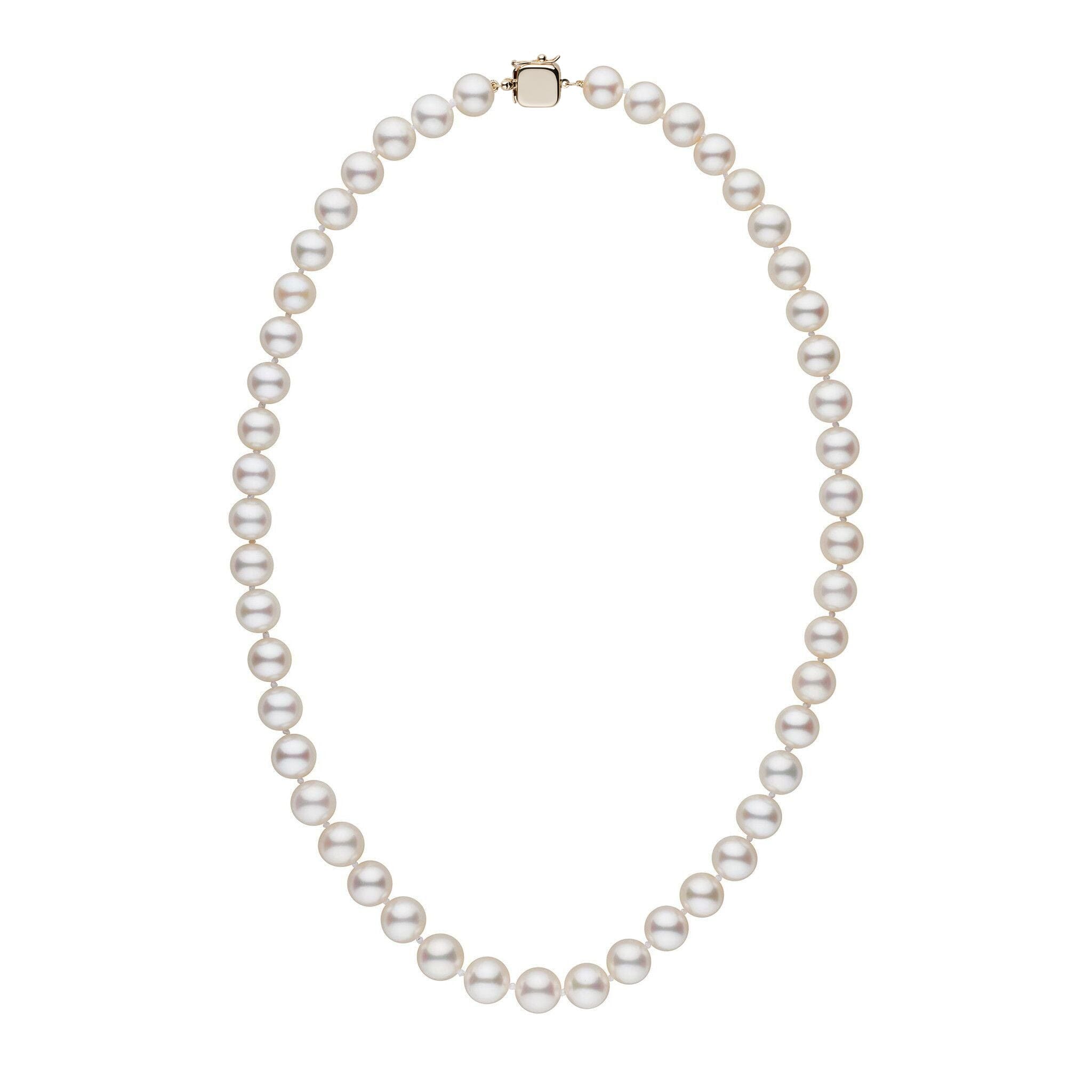 Personalized 18 Inch 8.5-9.0 mm AAA White Freshwater Pearl Square Clasp Necklace