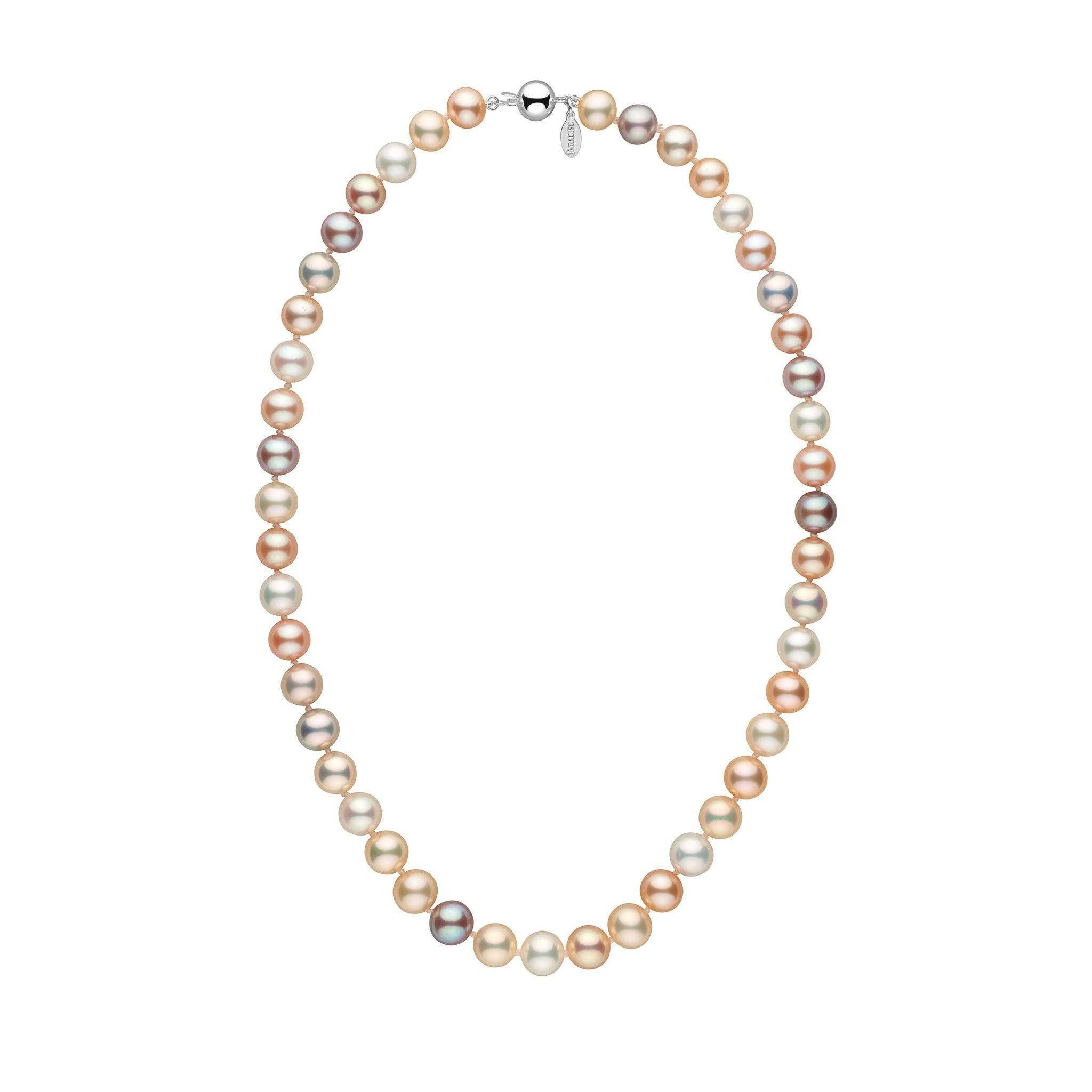 8.5-9.0 mm Multicolor Freshadama Freshwater Pearl Necklace White Gold