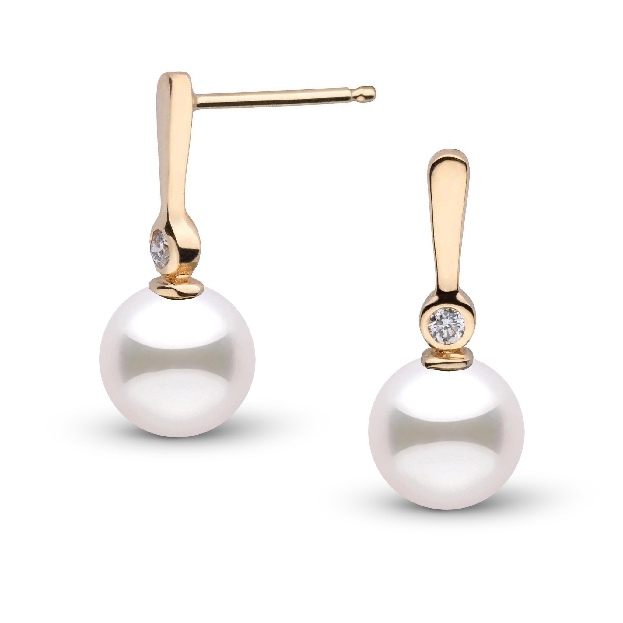 7.5-8.0 mm Akoya Pearl and Diamond Aspire Collection Earrings yellow gold
