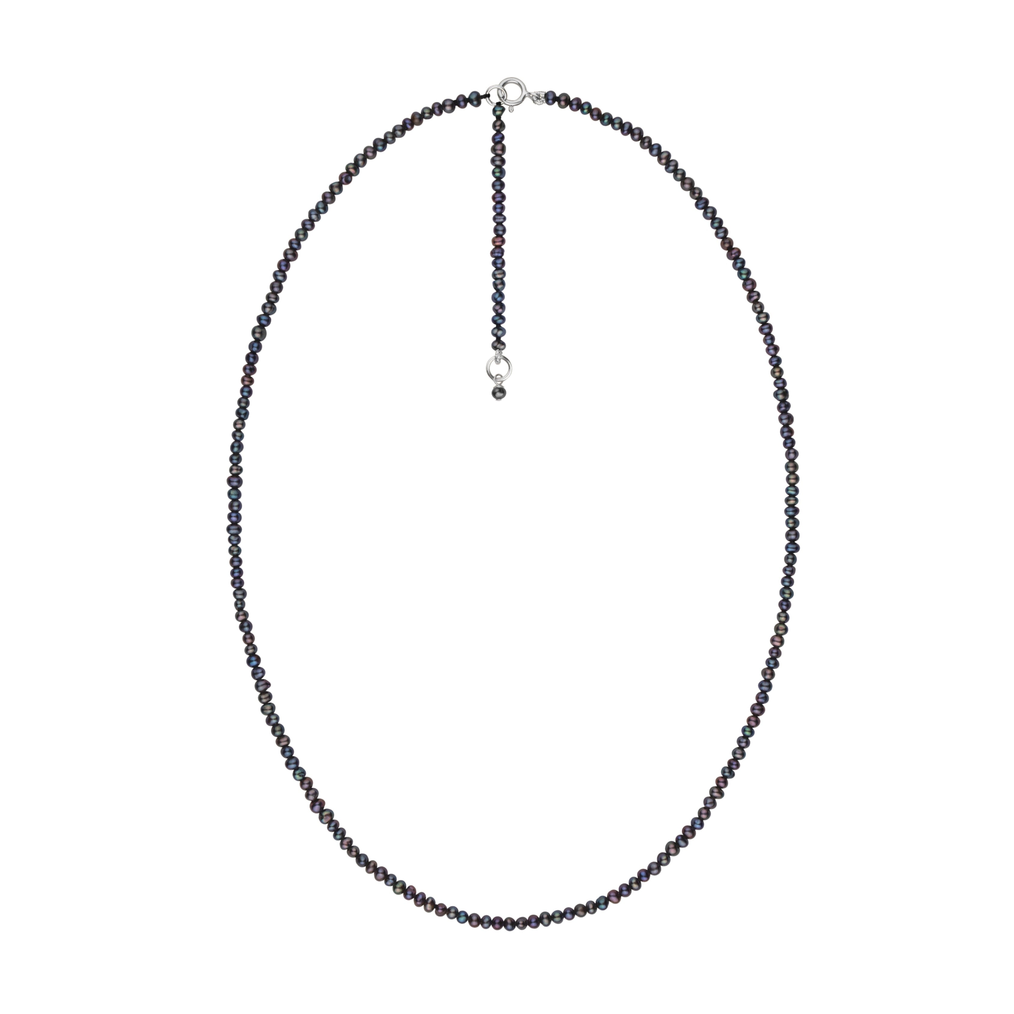 2.5-3.0 mm AA+ Black Freshwater Pearl Necklace with White Gold Clasp