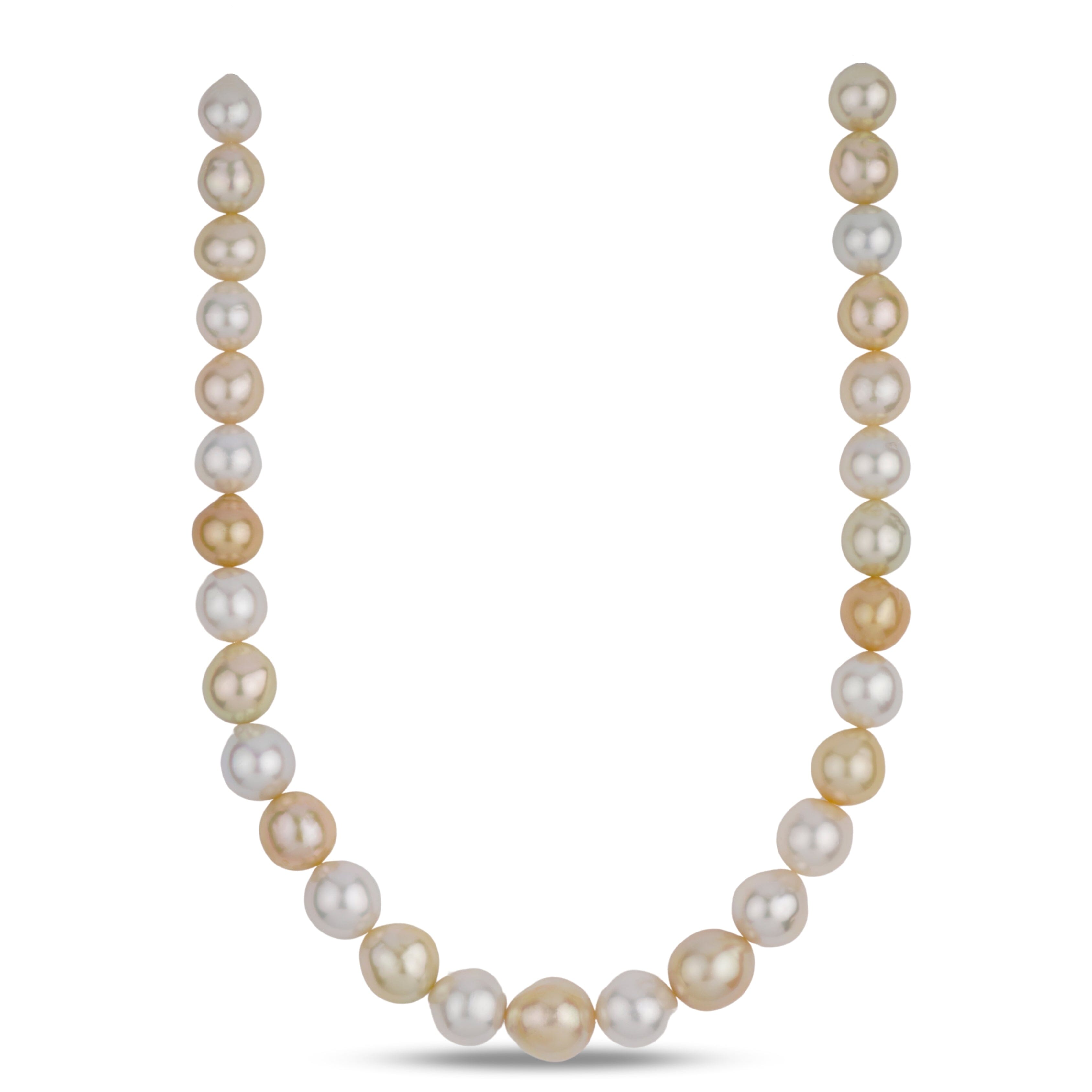 12.0-15.5 mm mm AAA White and Golden South Sea Semi-Baroque Pearl Necklace