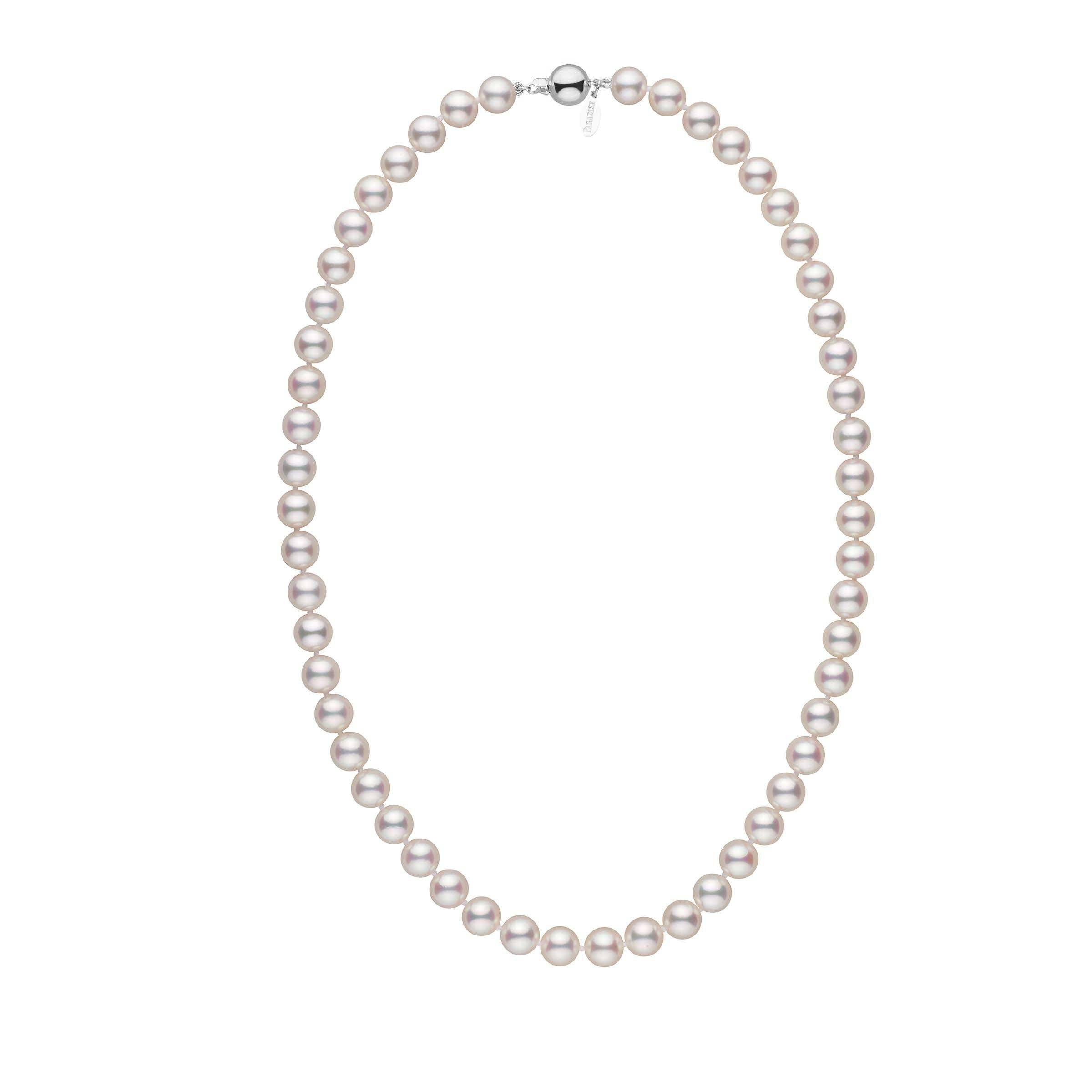 7.5-8.0 mm 18 inch White Hanadama Akoya Pearl Necklace wg polished