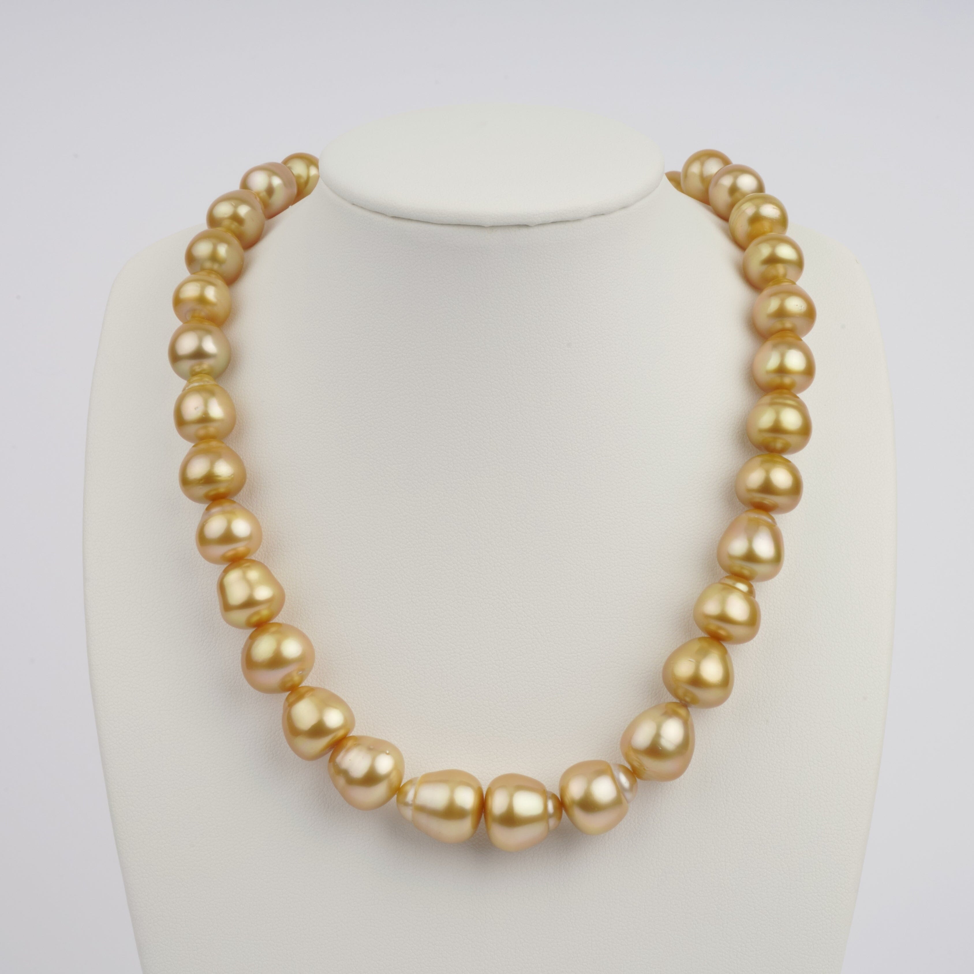 11.3-15.0 mm AA+/AAA Golden South Sea Baroque Pearl Necklace