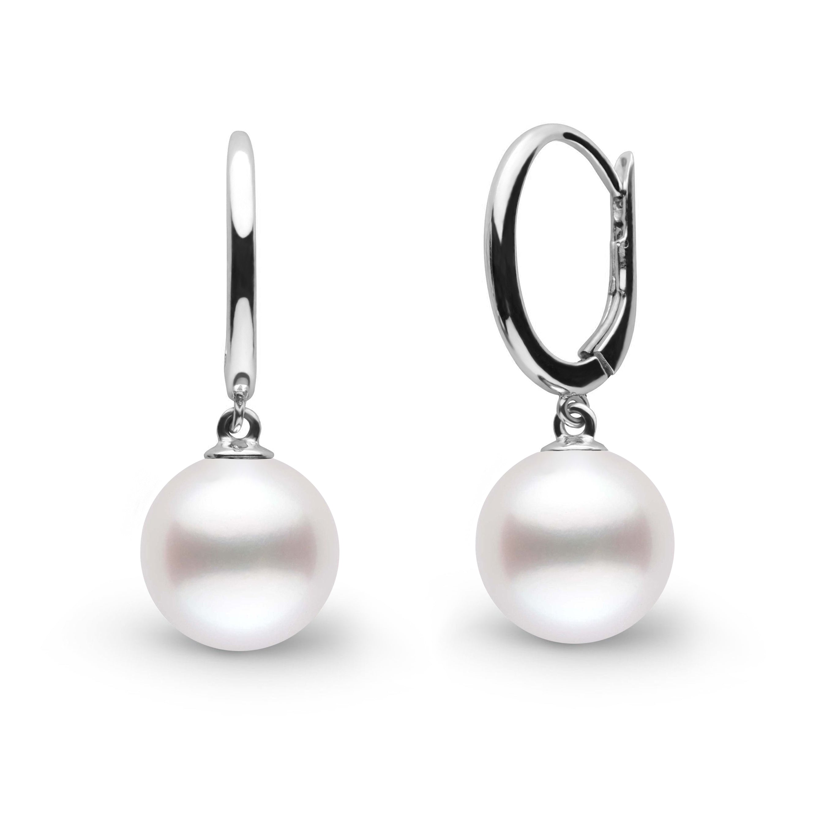 Solid Eternal Collection 9.0-10.0 mm White South Sea Pearl Earrings wg