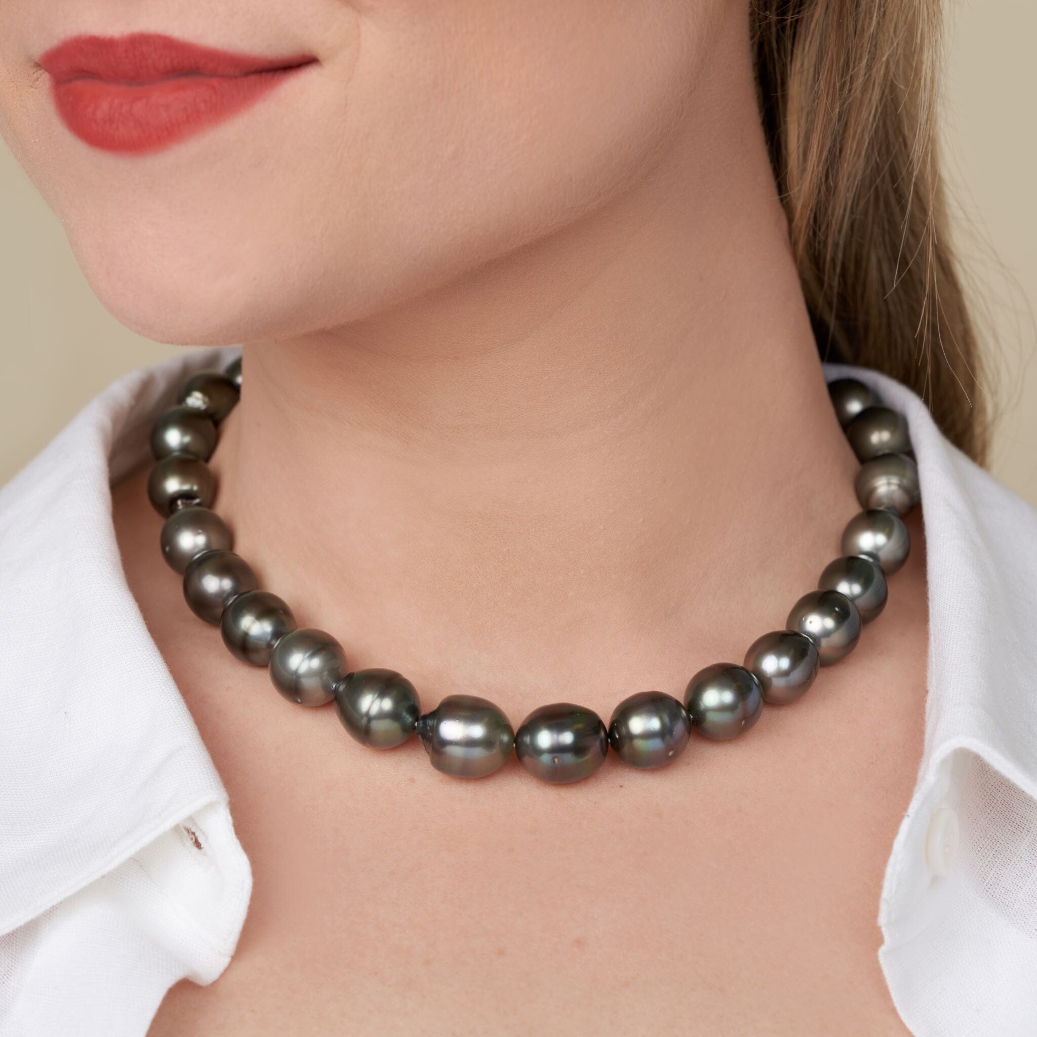 12.0-14.1 mm AA+ Baroque Tahitian Pearl Necklace model
