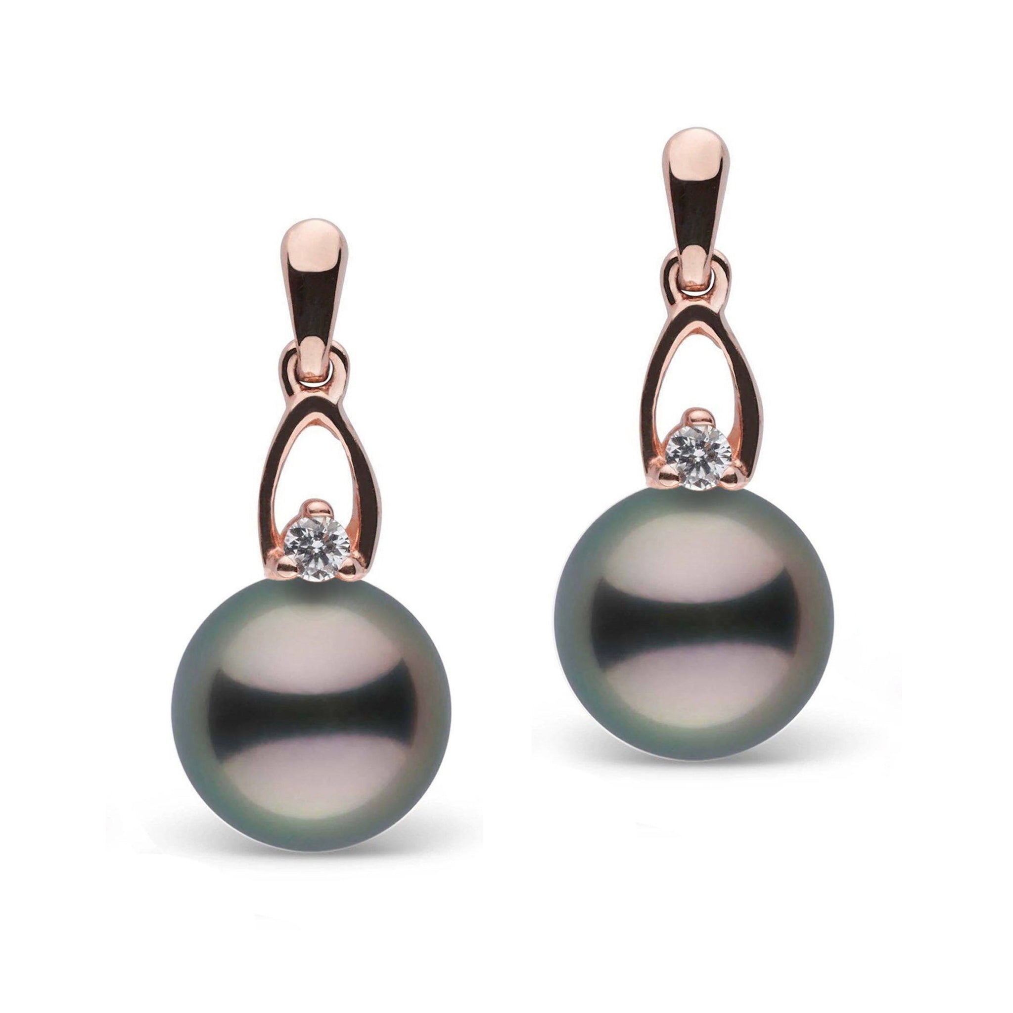 Juliet Collection 8.0-9.0 mm Tahitian Pearl and Diamond Earrings