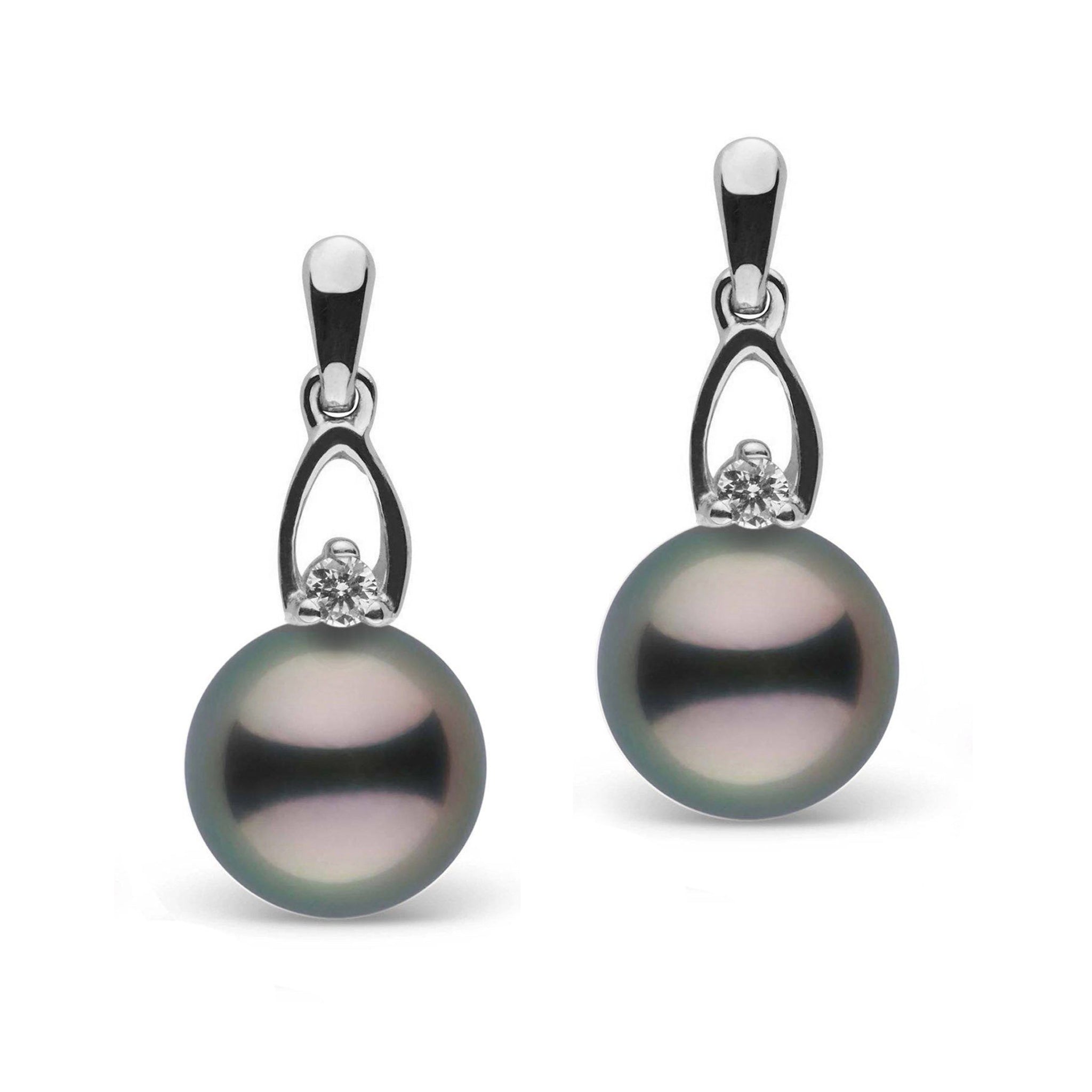 Juliet Collection 8.0-9.0 mm Tahitian Pearl and Diamond Earrings