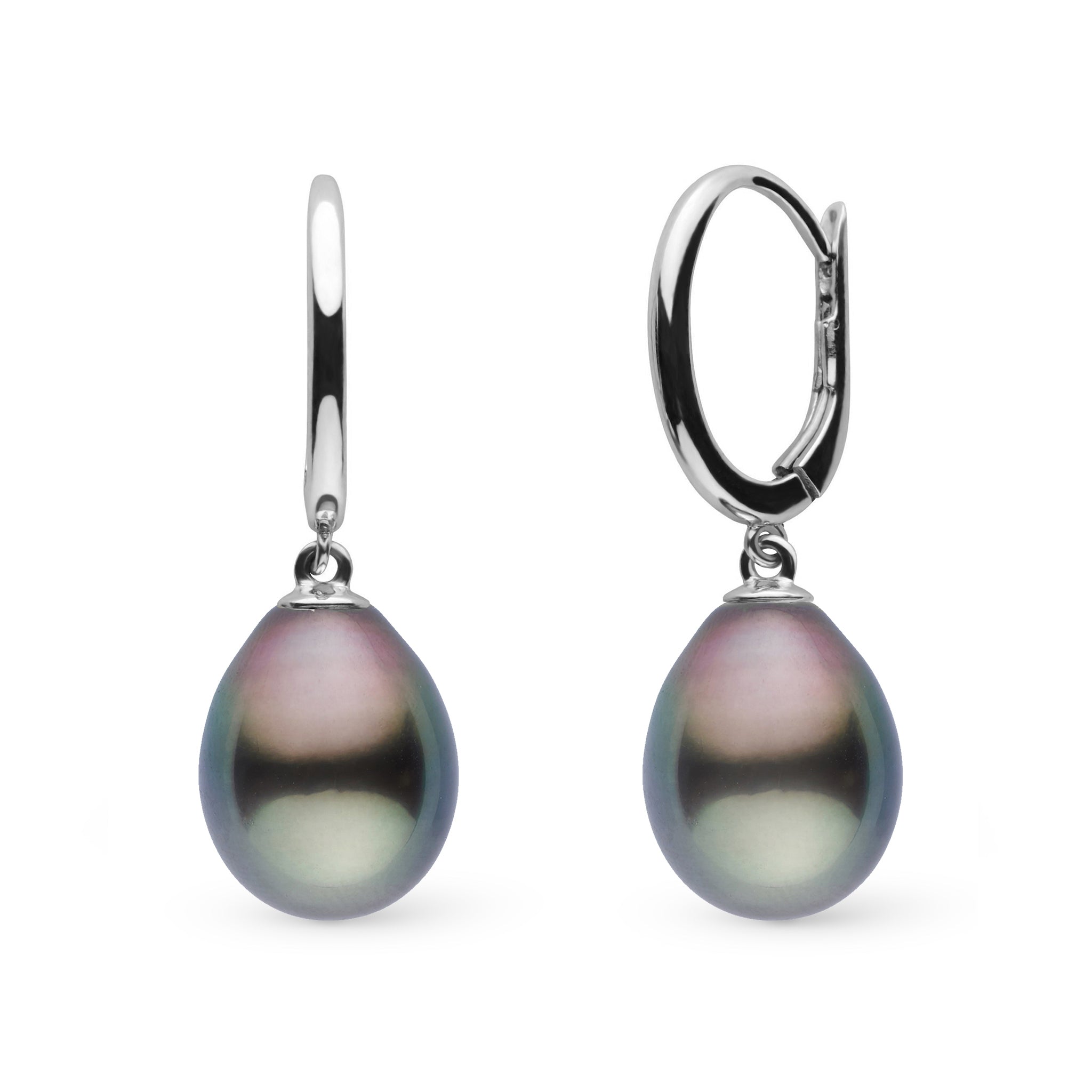 Solid Eternal Collection 10.0-11.0 mm Tahitian Drop Pearl Earrings