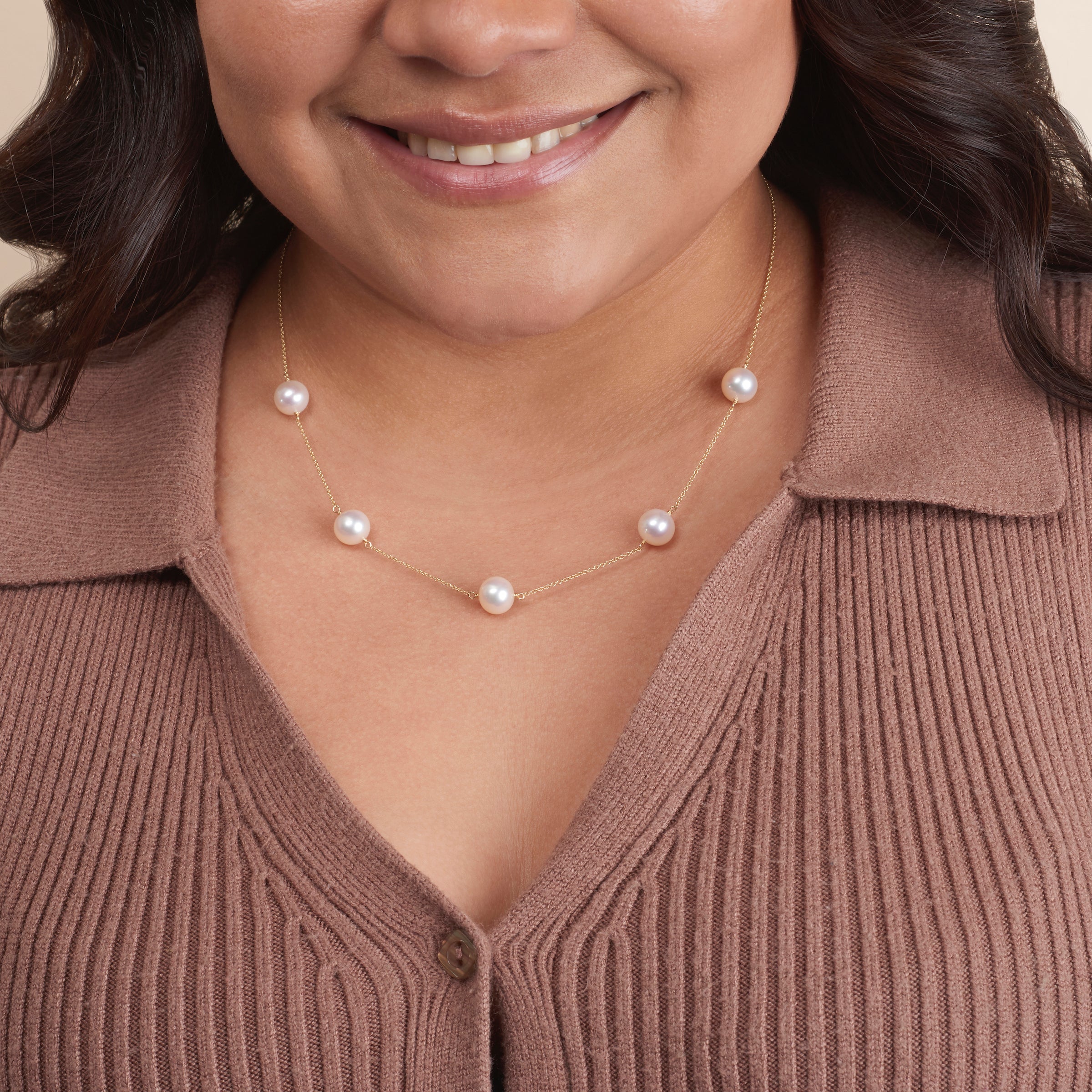 Terra Collection White Freshadama Pearl Necklace on model