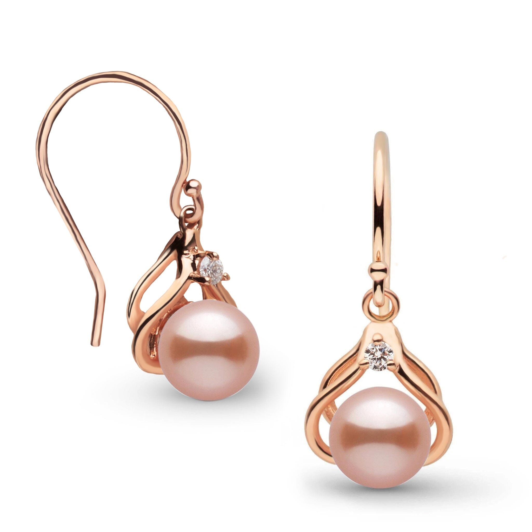 Tiara Collection 6.5-7.0 mm Pink Freshadama Pearl and Diamond Earrings