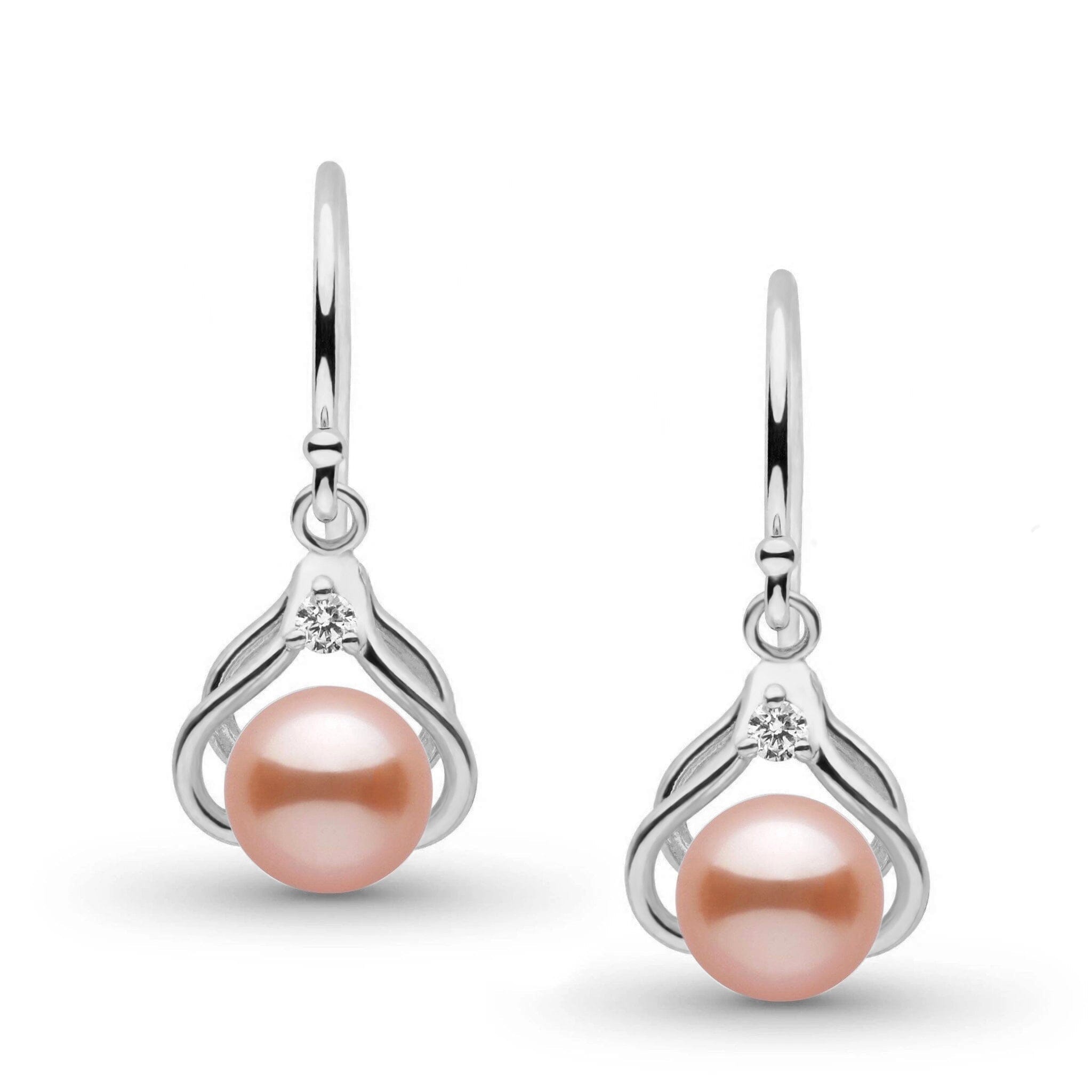 Tiara Collection 6.5-7.0 mm Pink Freshadama Pearl and Diamond Earrings