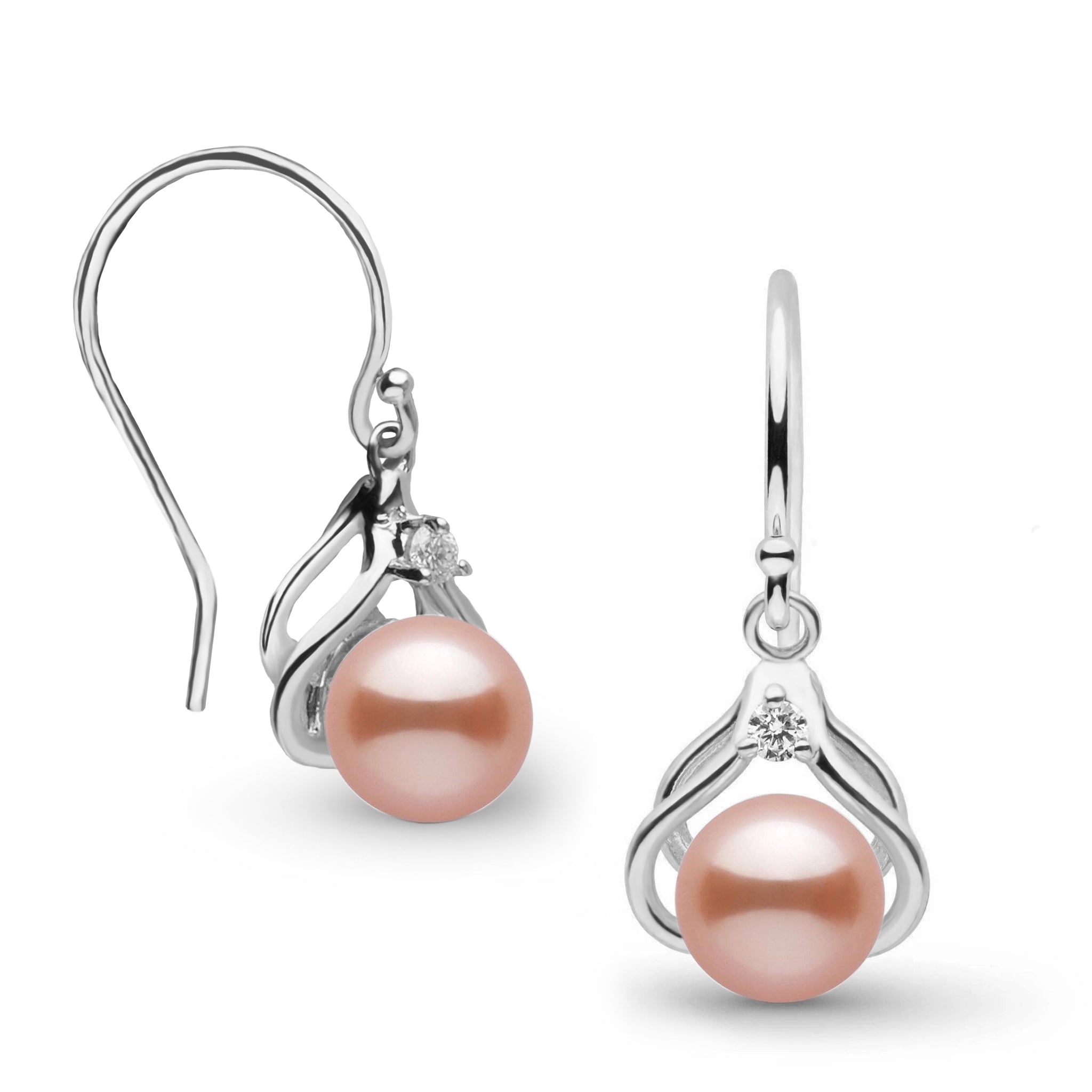 Tiara Collection 6.5-7.0 mm Pink Freshadama Pearl and Diamond Earrings