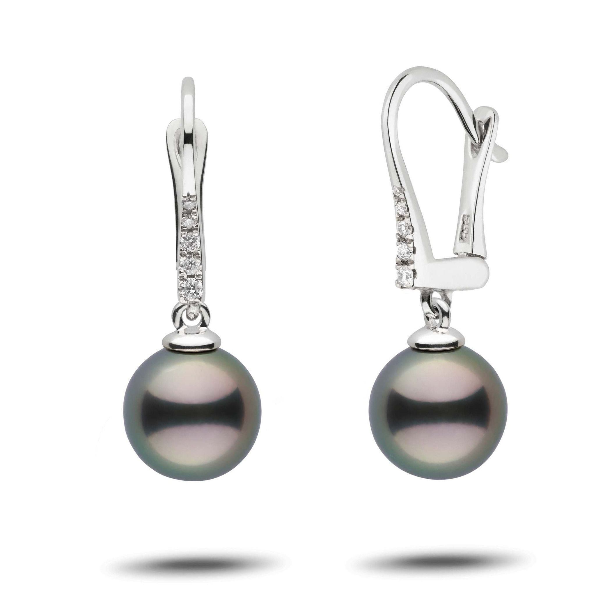 Allure Collection Tahitian 9.0-10.0 mm Pearl & Diamond Dangle Earrings white gold