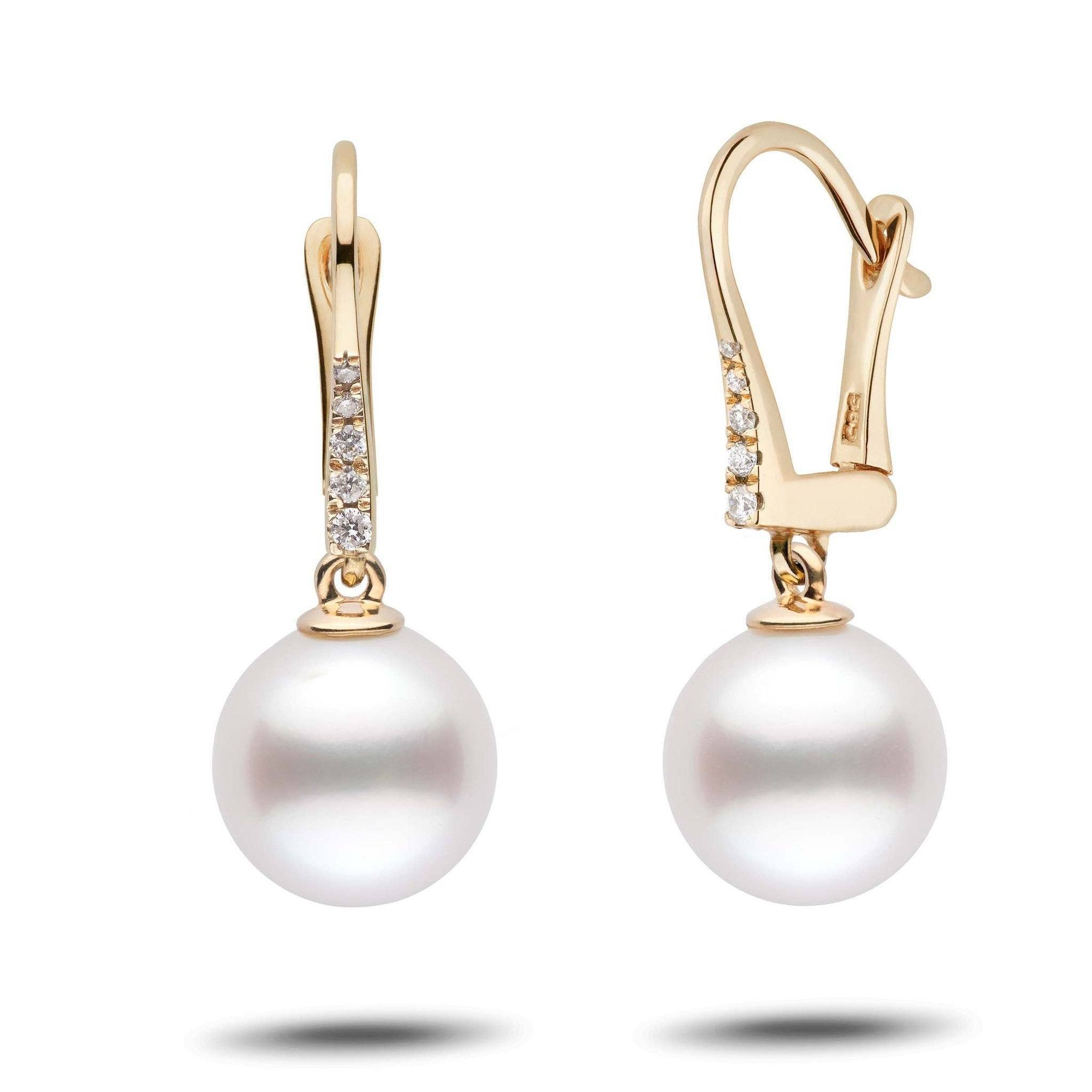 Allure Collection White South Sea 10.0-11.0 mm Pearl & Diamond Dangle Earrings yg