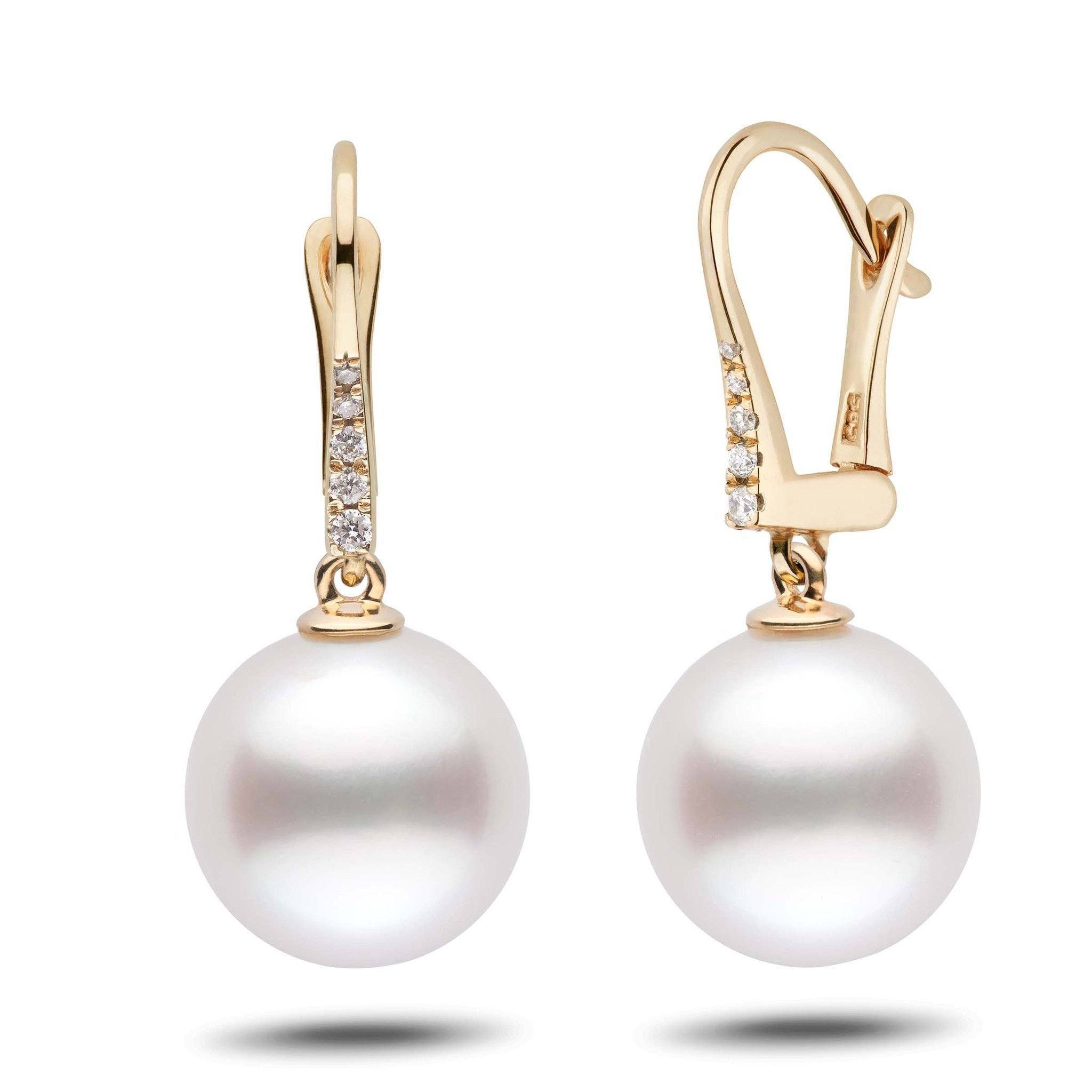 Allure Collection White South Sea 12.0-13.0 mm Pearl & Diamond Dangle Earrings yg