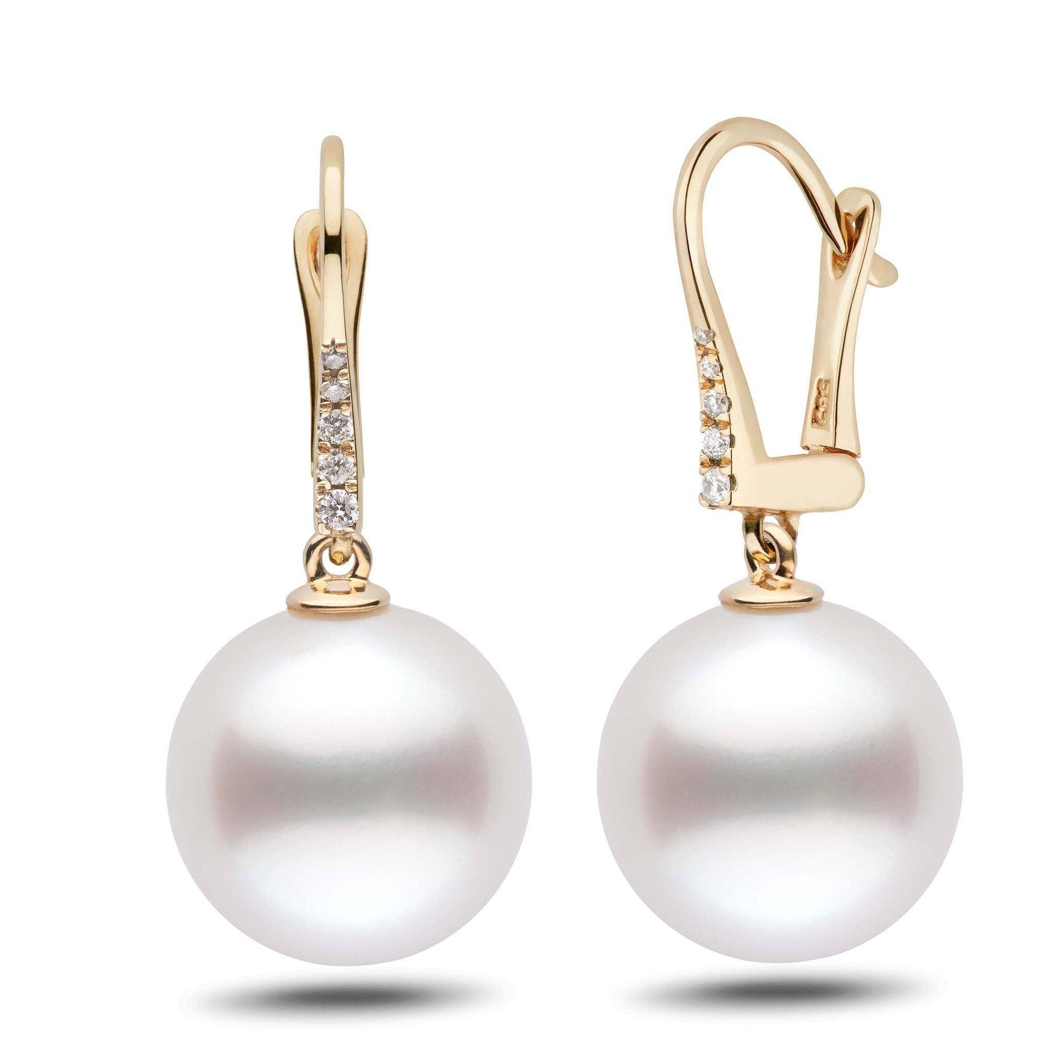 Allure Collection White South Sea 13.0-14.0 mm Pearl & Diamond Dangle Earrings yg