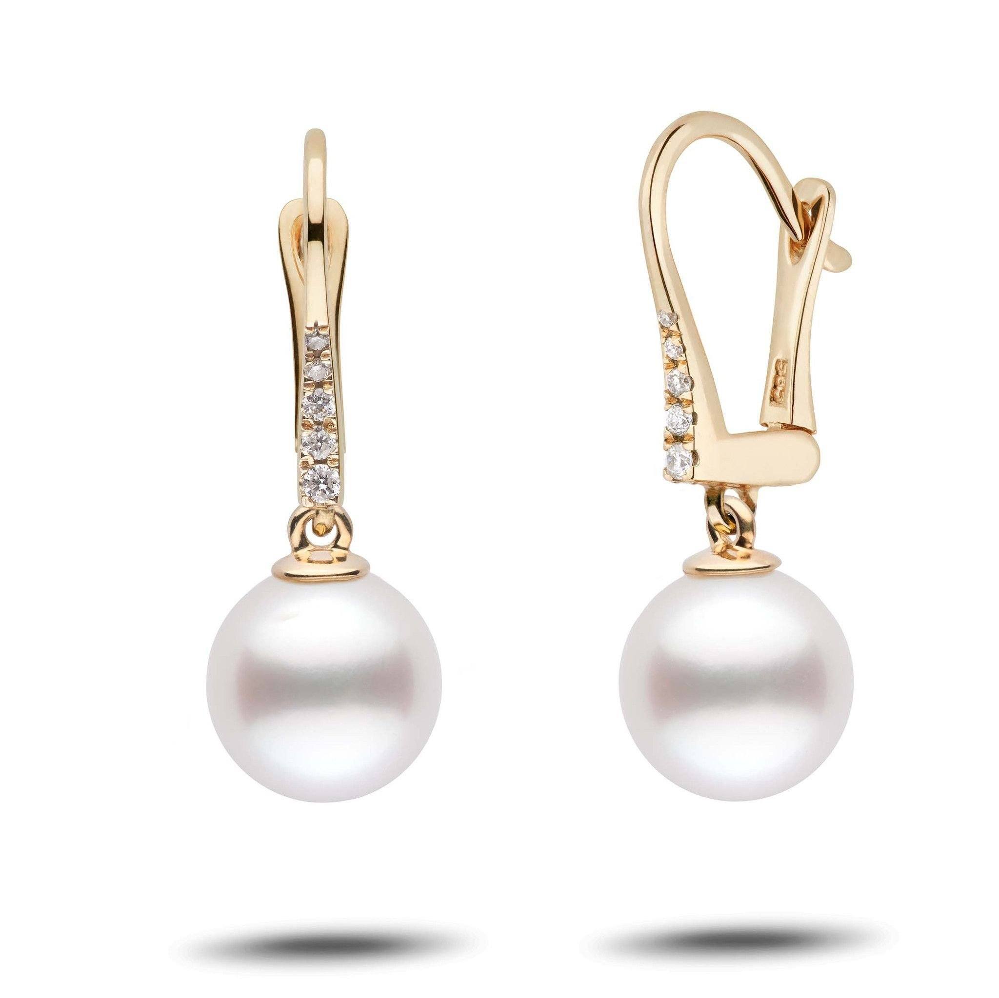 Allure Collection White South Sea 9.0-10.0 mm Pearl & Diamond Dangle Earrings yg