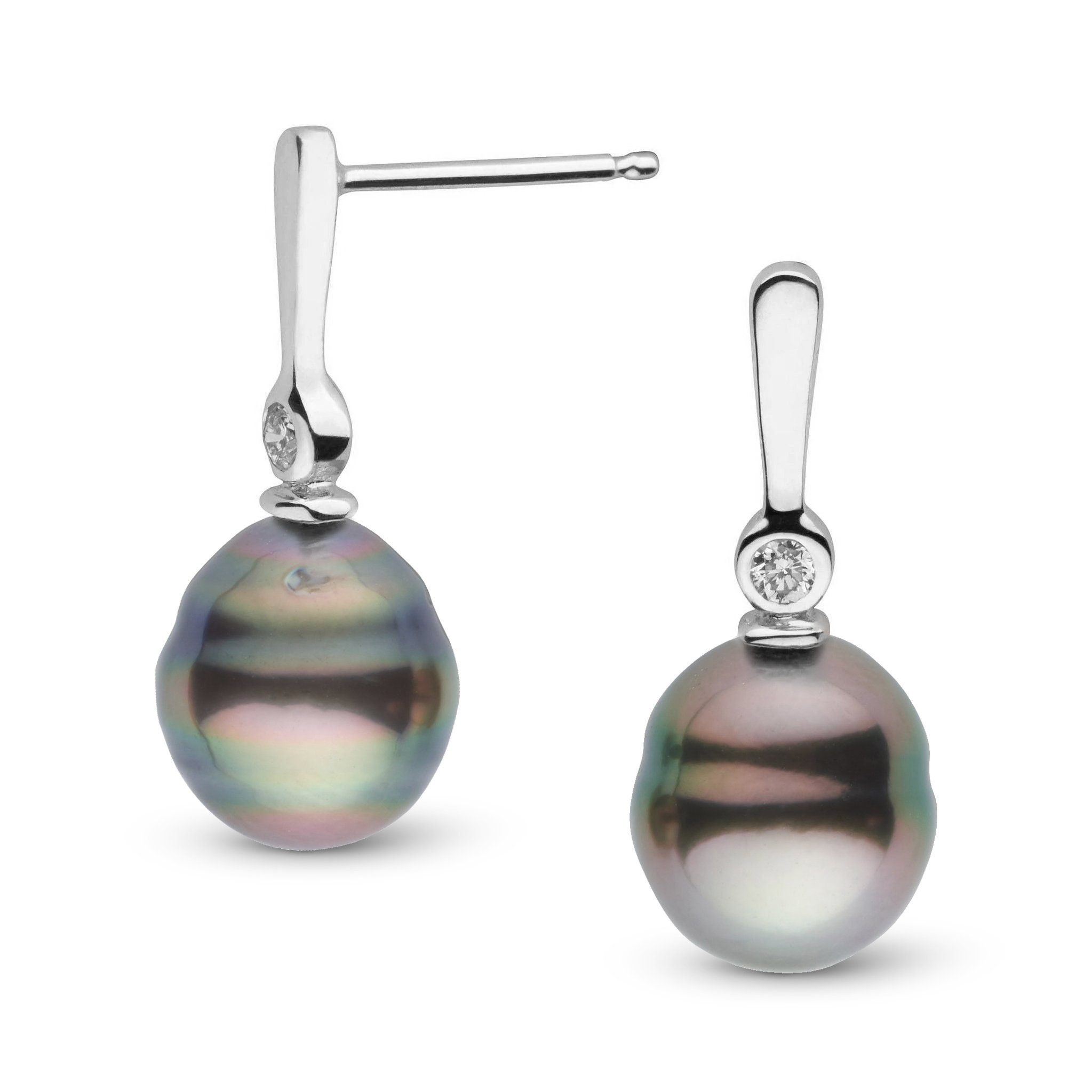 Aspire Collection 8.0-9.0 mm Baroque Tahitian Pearl & Diamond Earrings wg