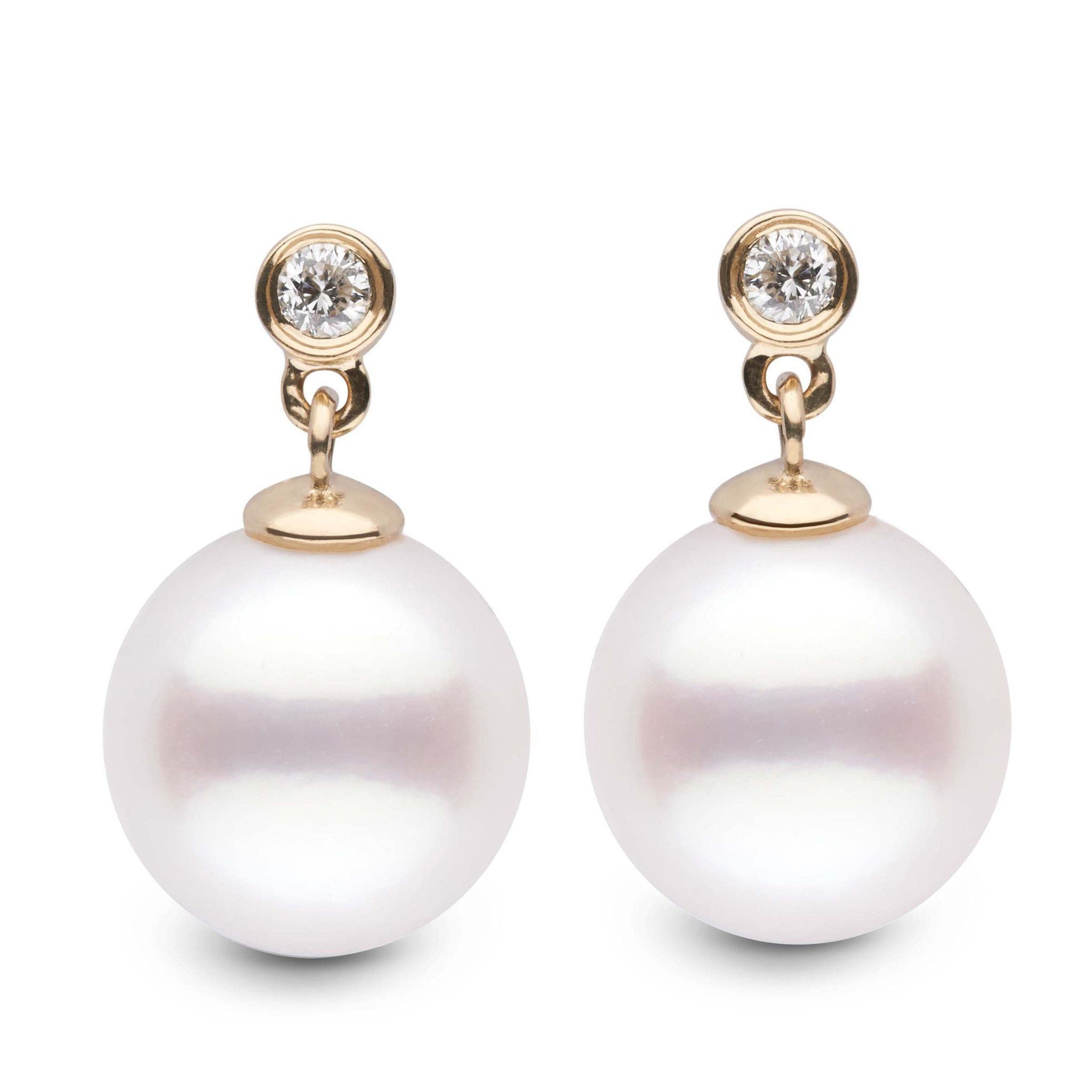 Brilliant Collection White South Sea 10.0-11.0 mm Pearl and Diamond Dangle Earrings yg