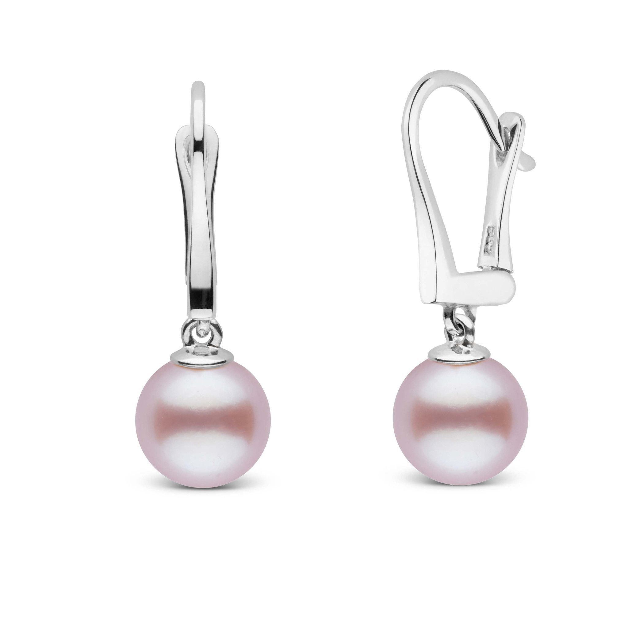 Classic Collection Lavender Freshadama Freshwater 8.5-9.0 mm Pearl Dangle Earrings white gold