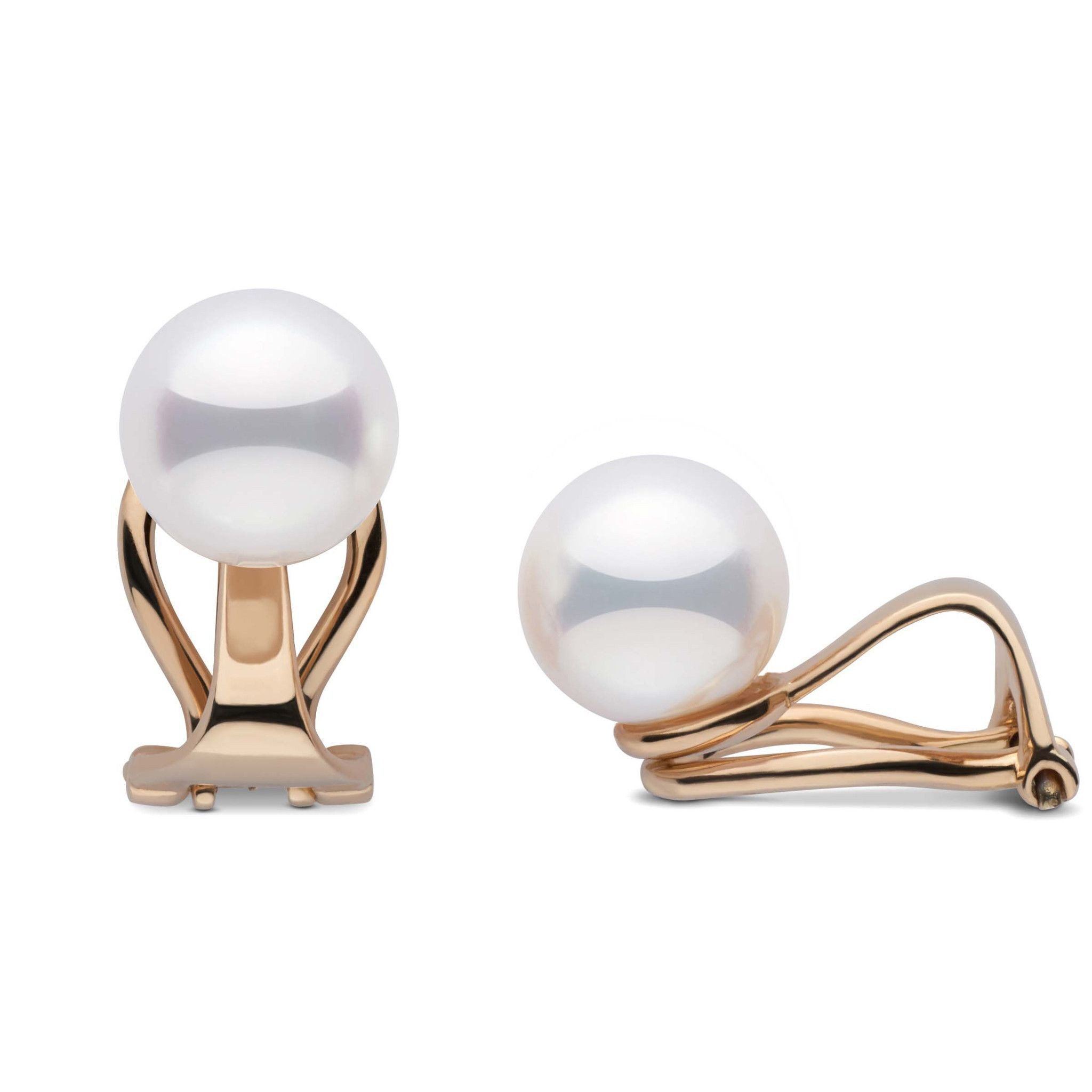 Clip-on Akoya 7.5-8.0 mm Pearl Earrings in yellow gold
