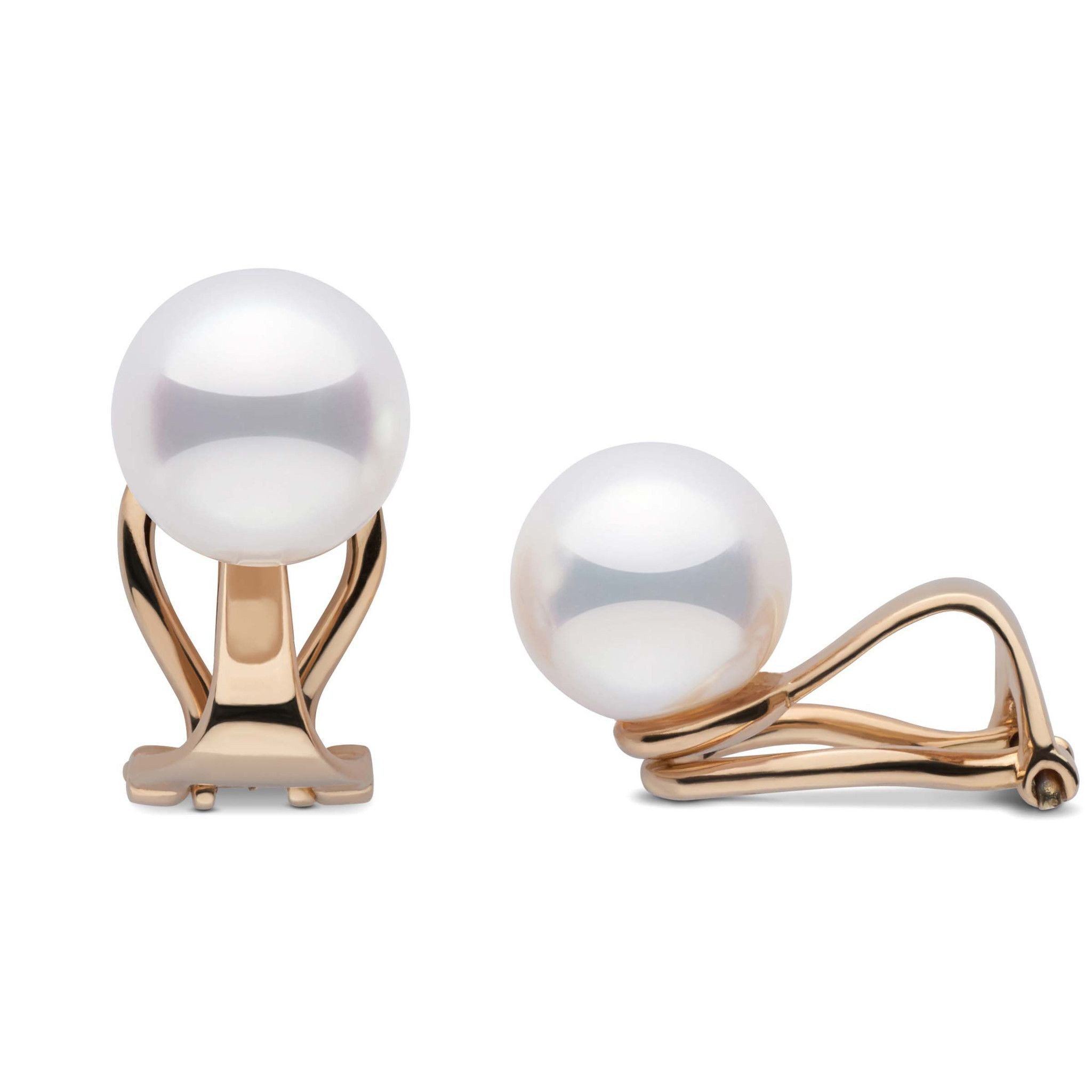 Clip-on Akoya 8.0-8.5 mm Pearl Earrings in yellow gold