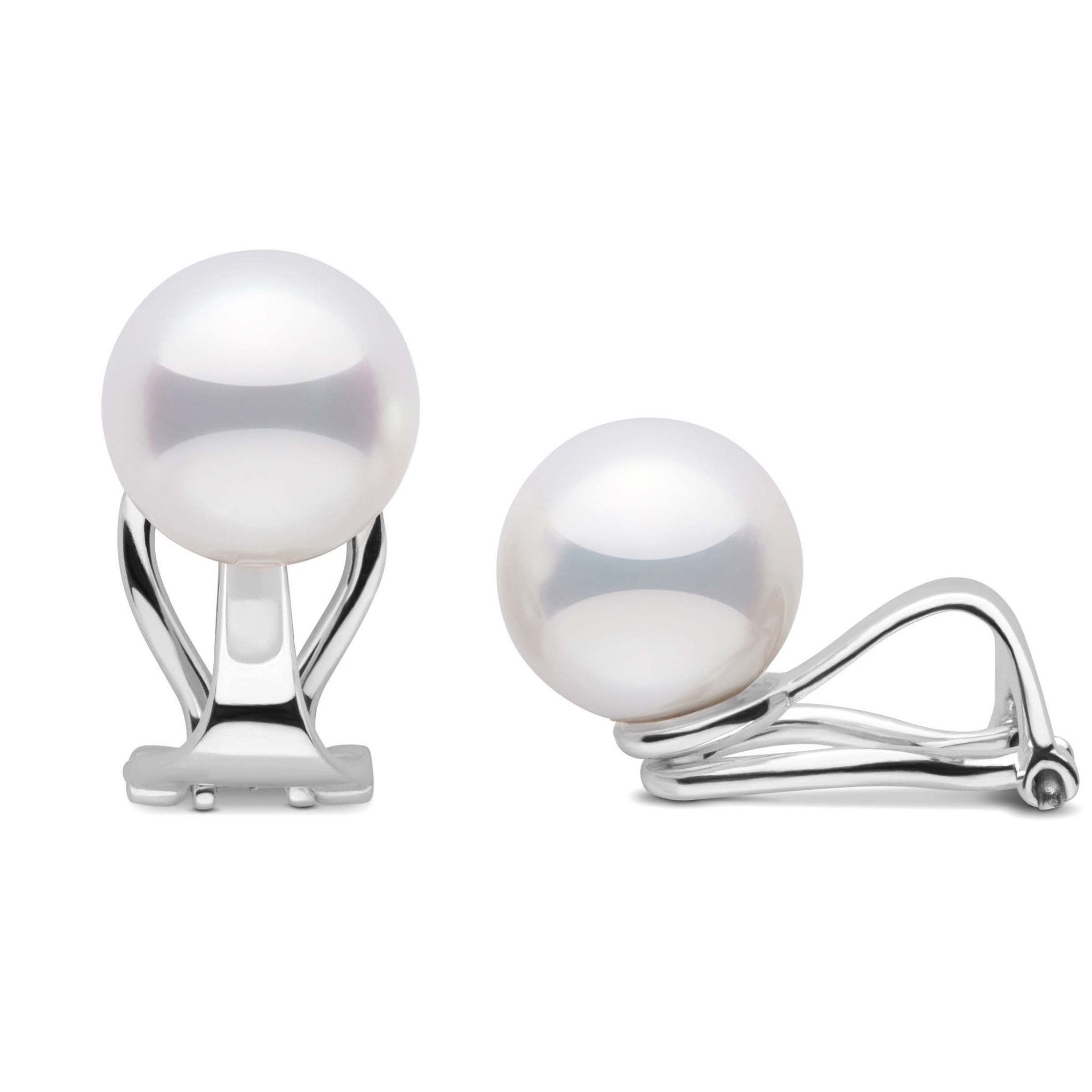 Clip-on Akoya 8.5-9.0 mm Pearl Earrings in white gold