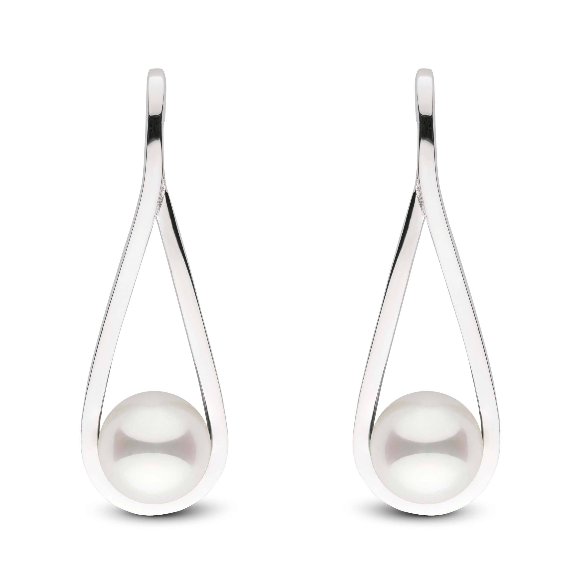 Cradle Collection Akoya Pearl Earrings white gold front