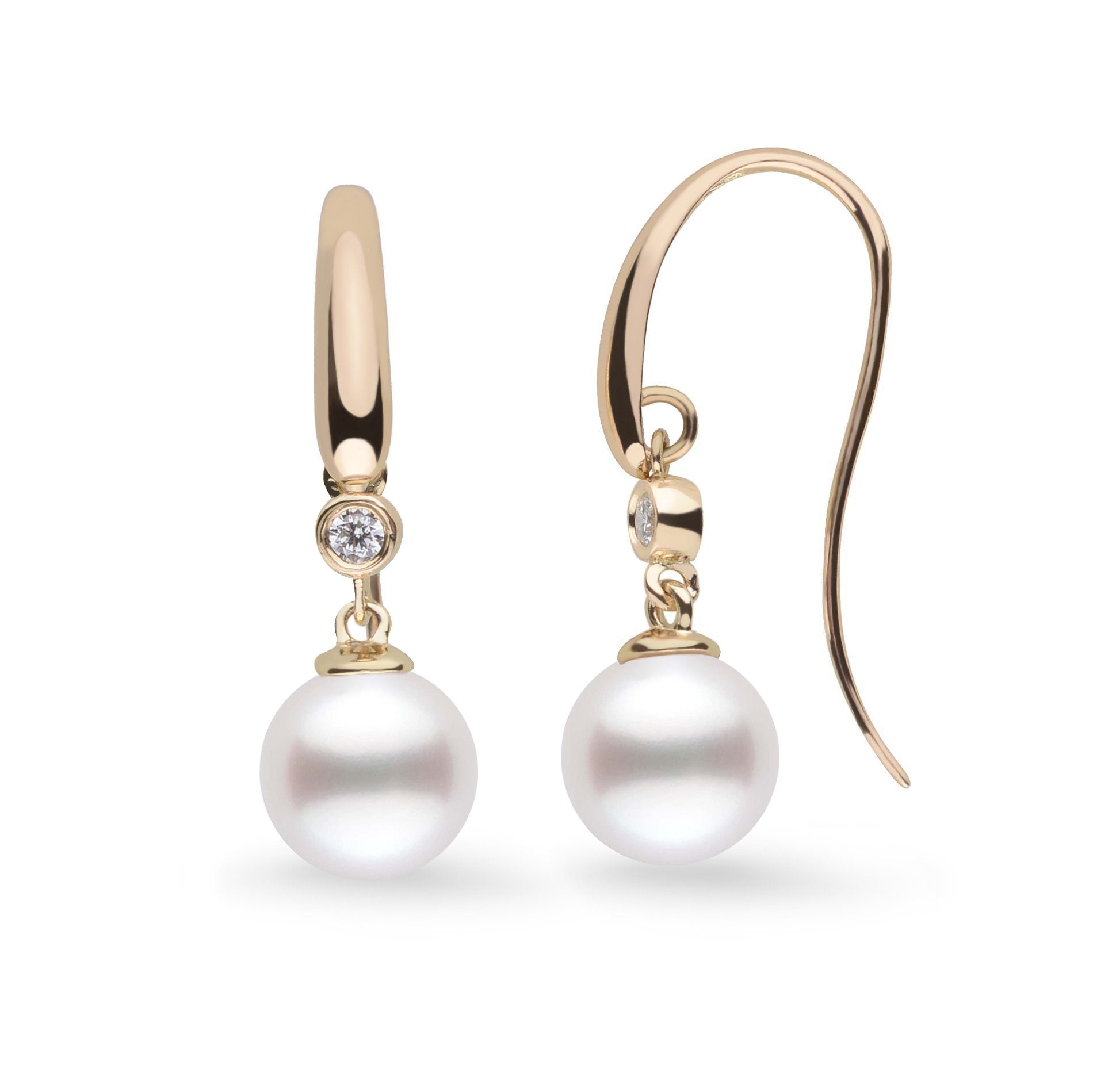 Diamond Cascade Collection 9.0-10.0 mm White South Sea Pearl Earrings yg