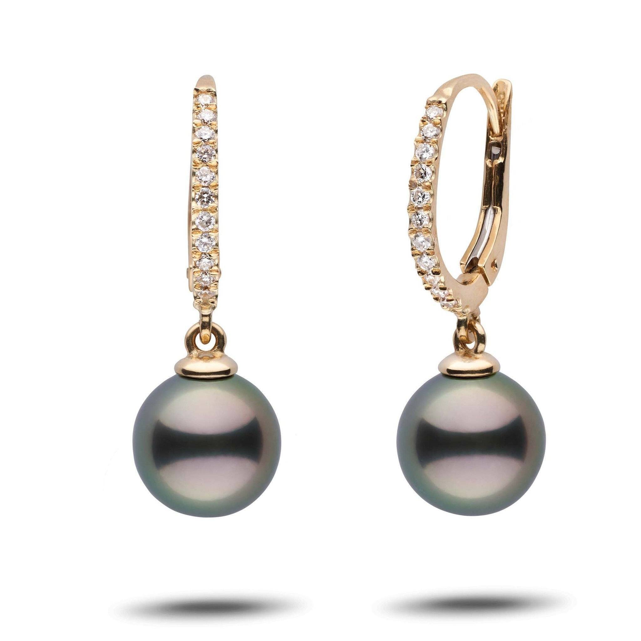 Eternal Collection 9.0-10.0 mm Tahitian Pearl & Diamond Dangle Earrings