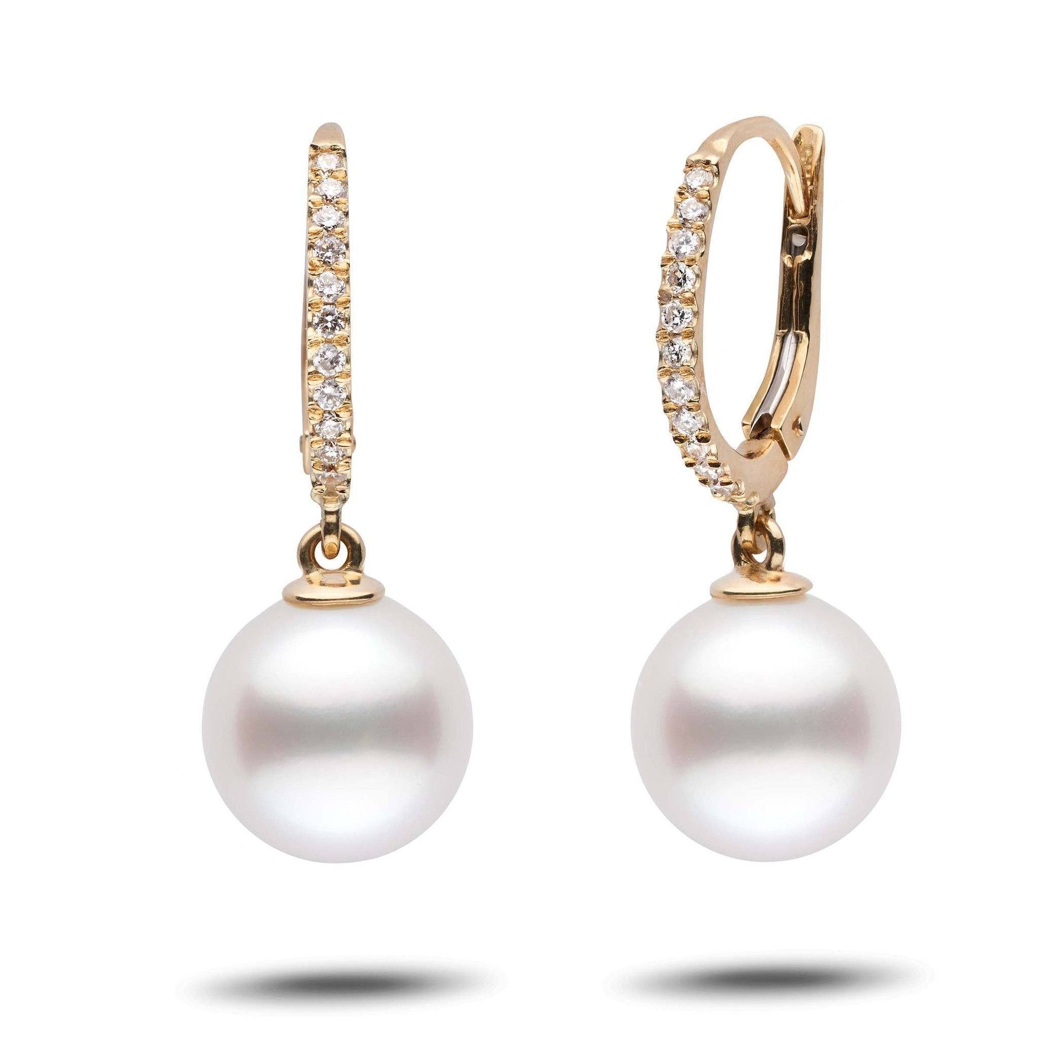 Eternal Collection White South Sea 10.0-11.0 mm Pearl & Diamond Dangle Earrings yg